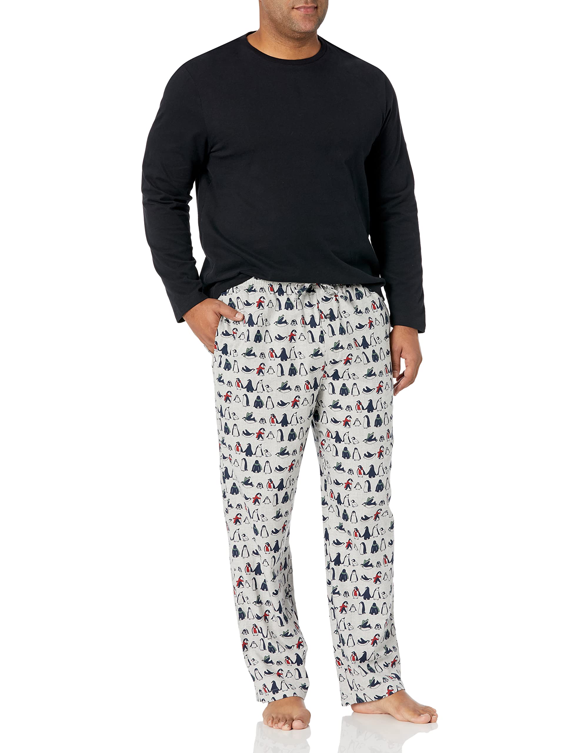 Amazon Essentials Men's Flannel Pant and Long-Sleeve T-Shirt Pajama Set