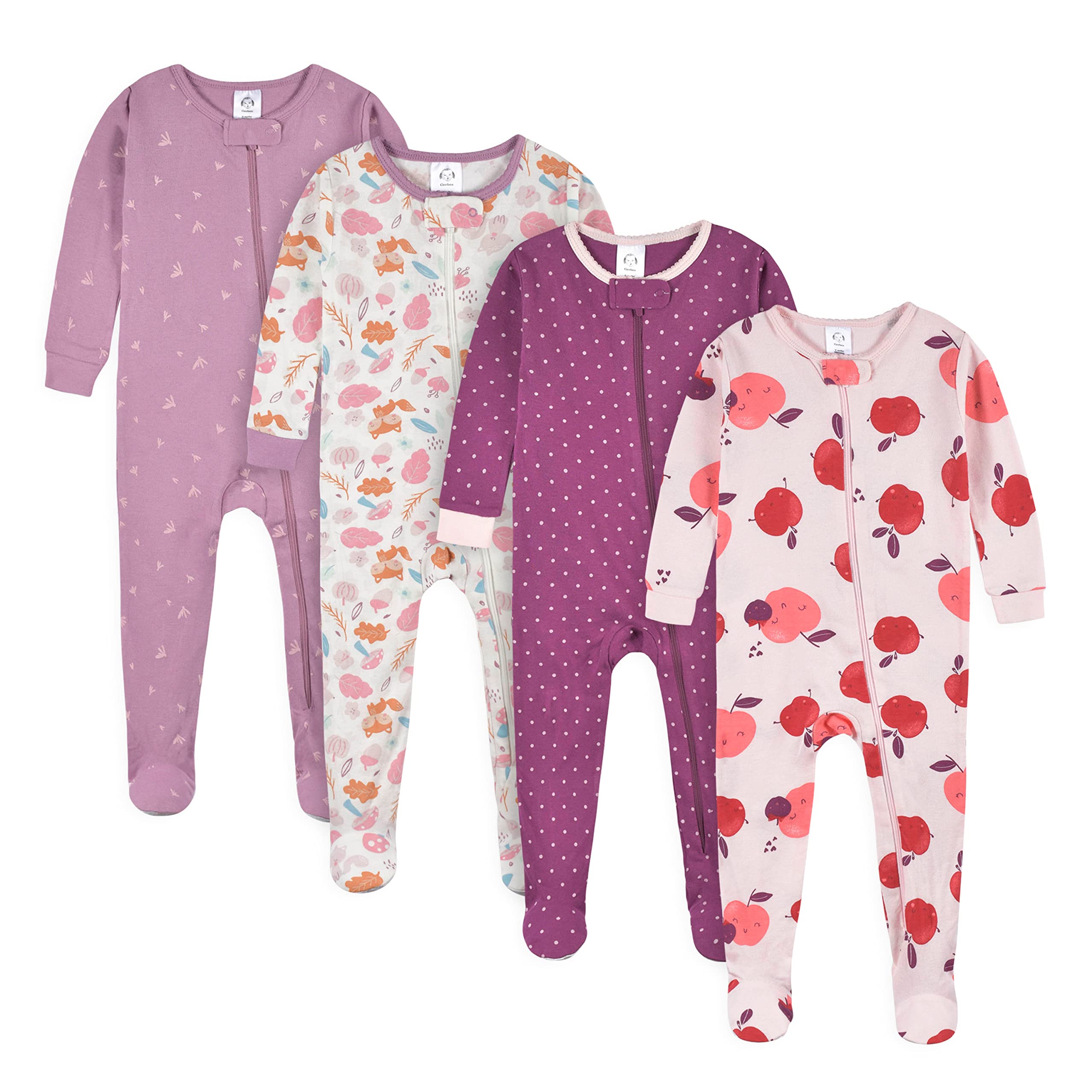Gerber Baby Girls 4-pack Footed Pajamas