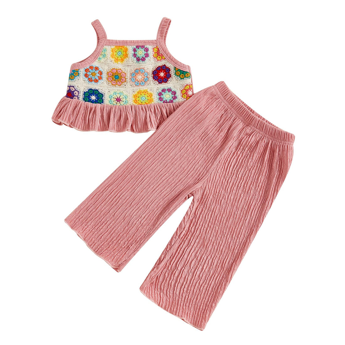 Baby Girl Outfits Crocheted Ruffled Camisole And Elastic Pants Set 6 12 18 24 Months 2 3 4 T WEBE CLOTHING