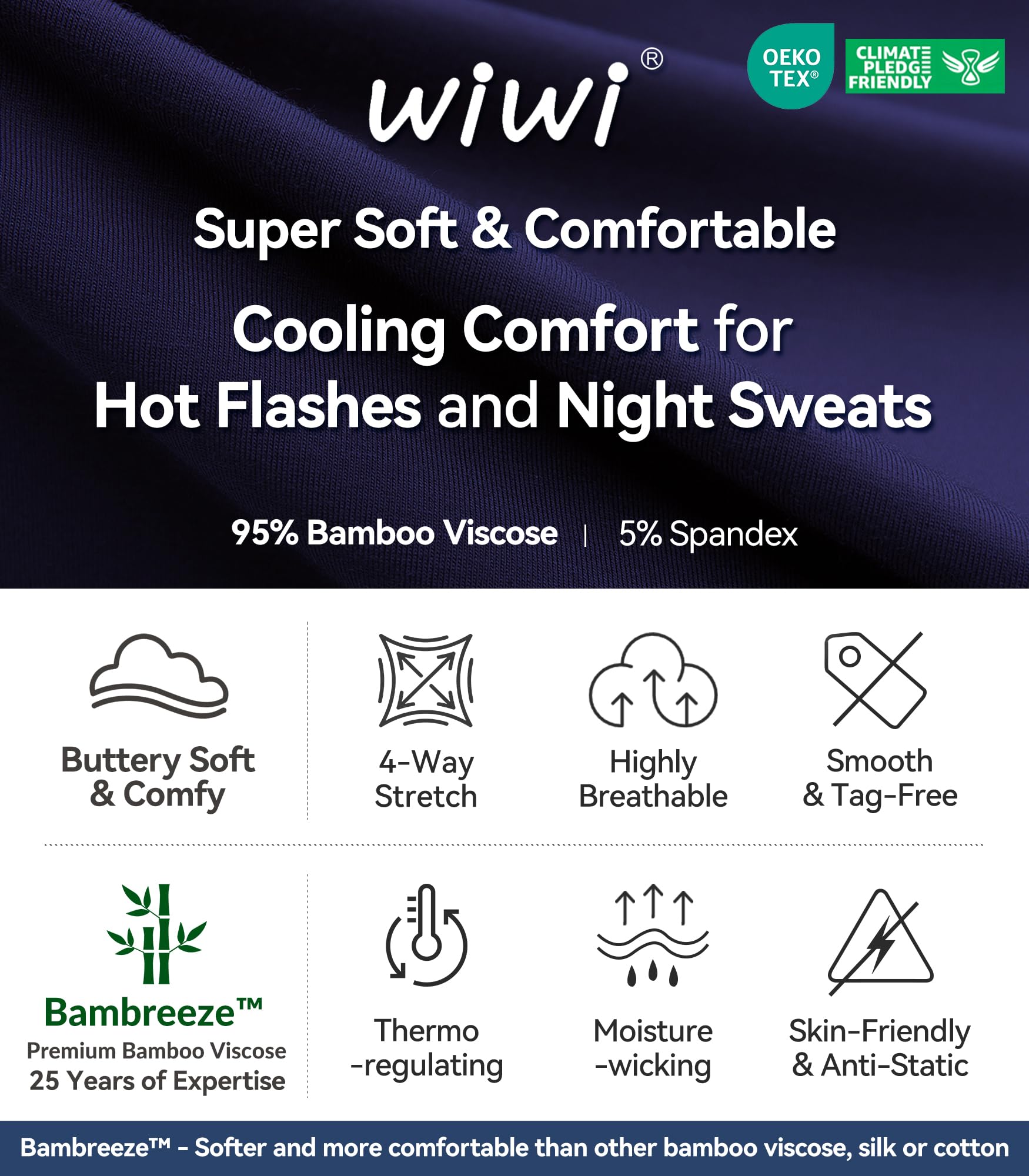 WiWi Tank Nightgown for Women Soft Comfy Sleeveless Sleep Gowns Viscose from Bamboo Cooling Sleepwear S-XXL WEBE CLOTHING