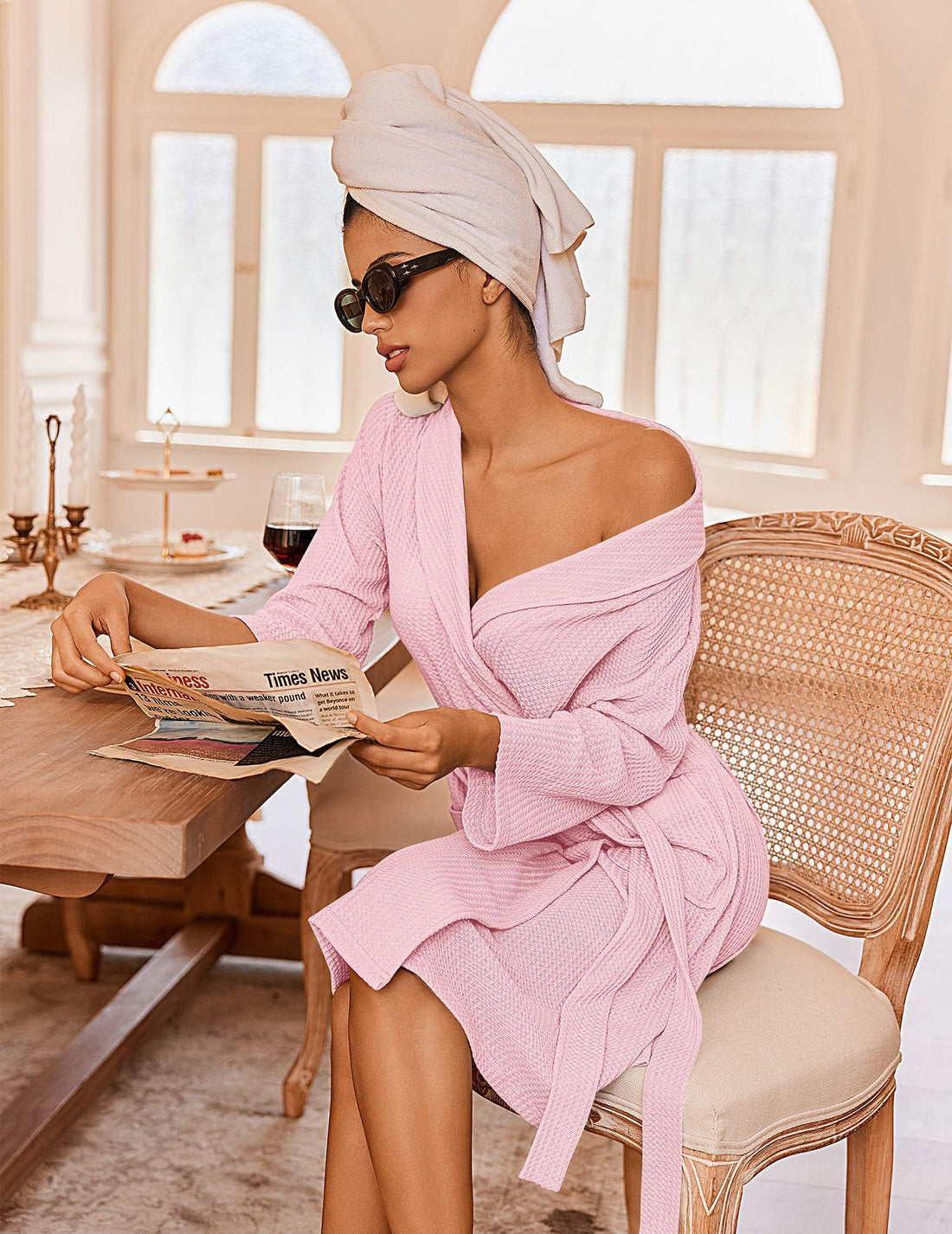 Ekouaer Robes for Women Waffle Knit Kimono Bathrobe Loungewear with Pockets | Maternity,Lightweight,Knee Length, Soft,Comfy,Robe,Floral Print,House Coat