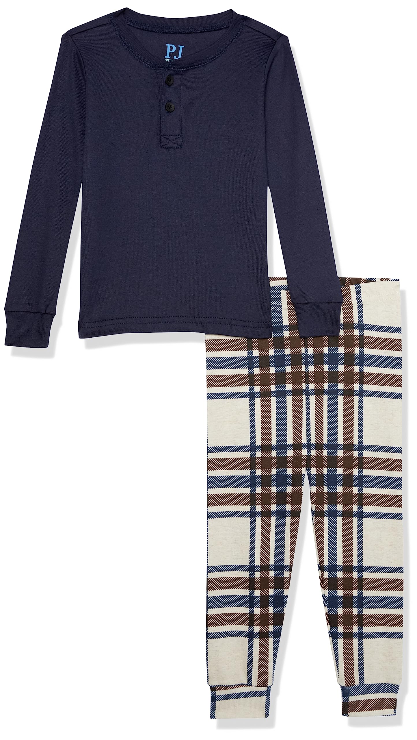 The Children's Place baby boys Button Long Sleeve Top and Pants Snug Fit 100% Cotton 2 Piece Pajama Set