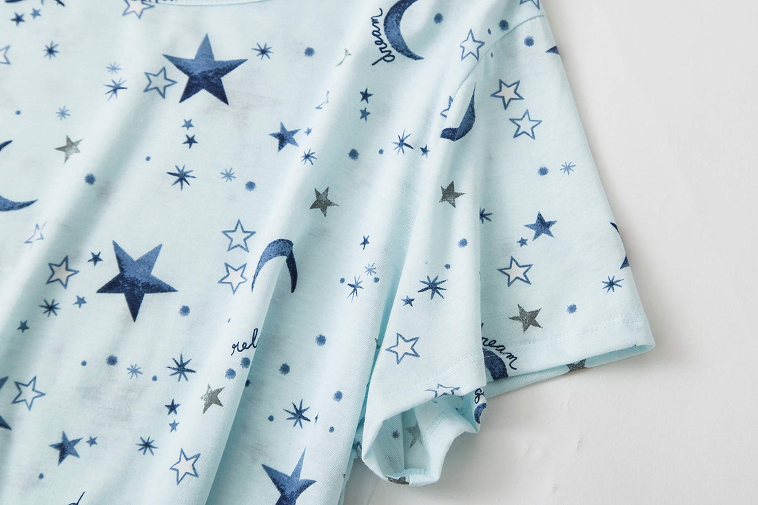 PNAEONG 3 Pack Women's Cotton Nightgown Sleepwear Short Sleeves Shirt Casual Print Sleepdress