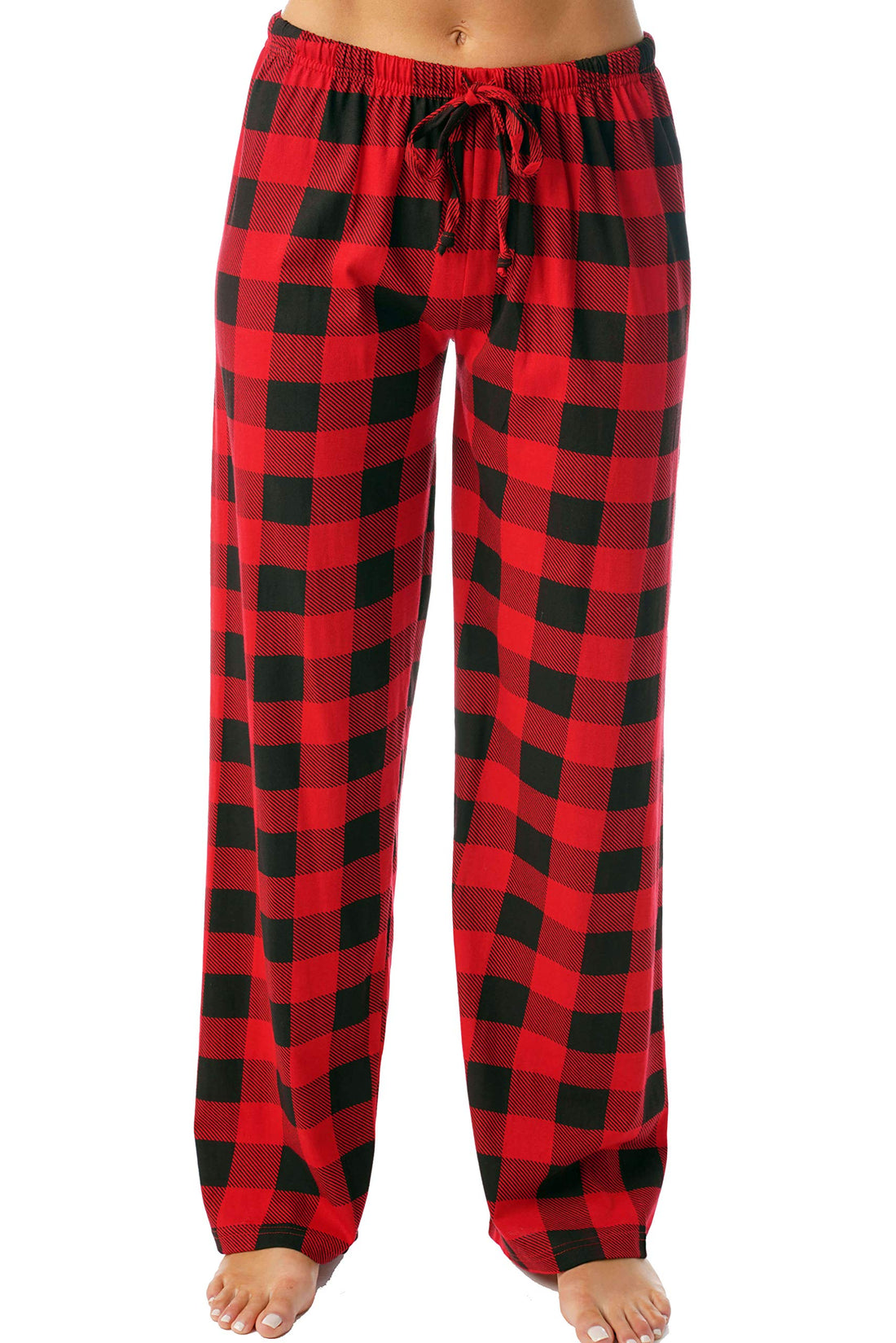 Just Love Women's Buffalo Plaid Pajama Pants, 100% Cotton Jersey Knit Sleep and Lounge PJ Bottoms