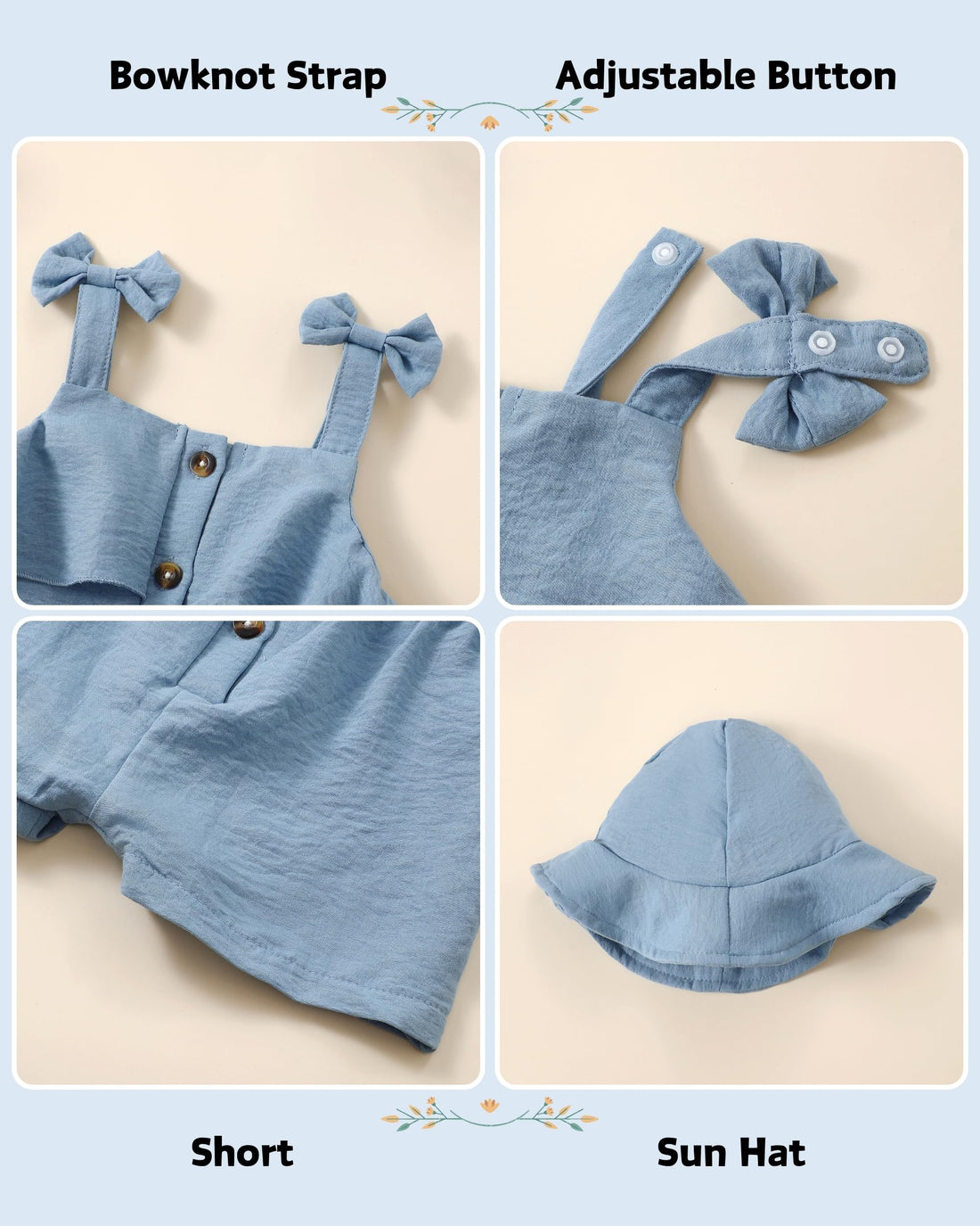 XUANHAO Baby Girl Clothes Summer Romper Outfits for Girls Cute Infant Toddler One-Piece Jumpsuit Ruffle Shorts Sets 6M-3Y WEBE CLOTHING