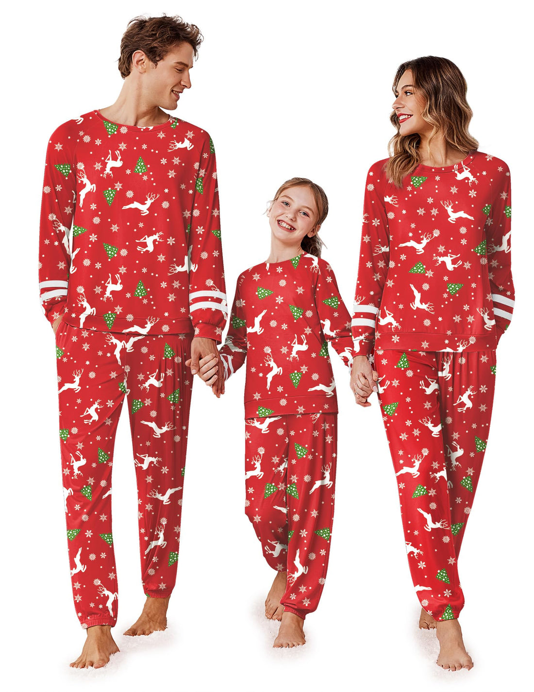 Ekouaer Family Christmas Pajamas Matching Sets Long Sleeve Couple Pjs Holiday Sleepwear Soft Loungewear with Pockets