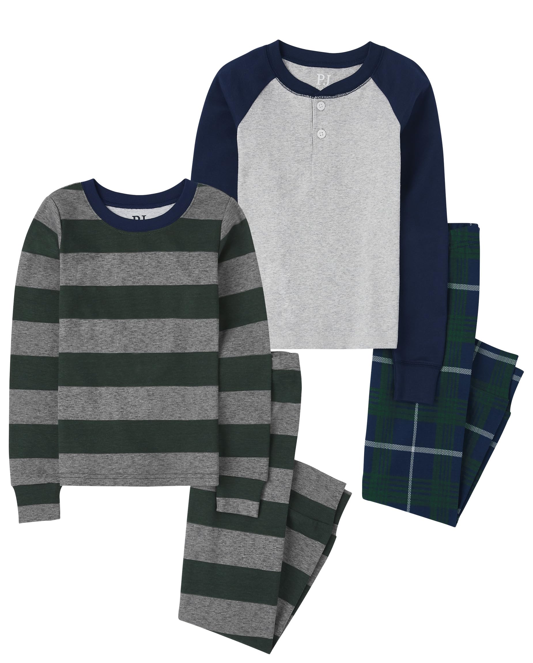 The Children's Place boys 100% Cotton Long Sleeve Top and Pants,2 Piece Pajama Set