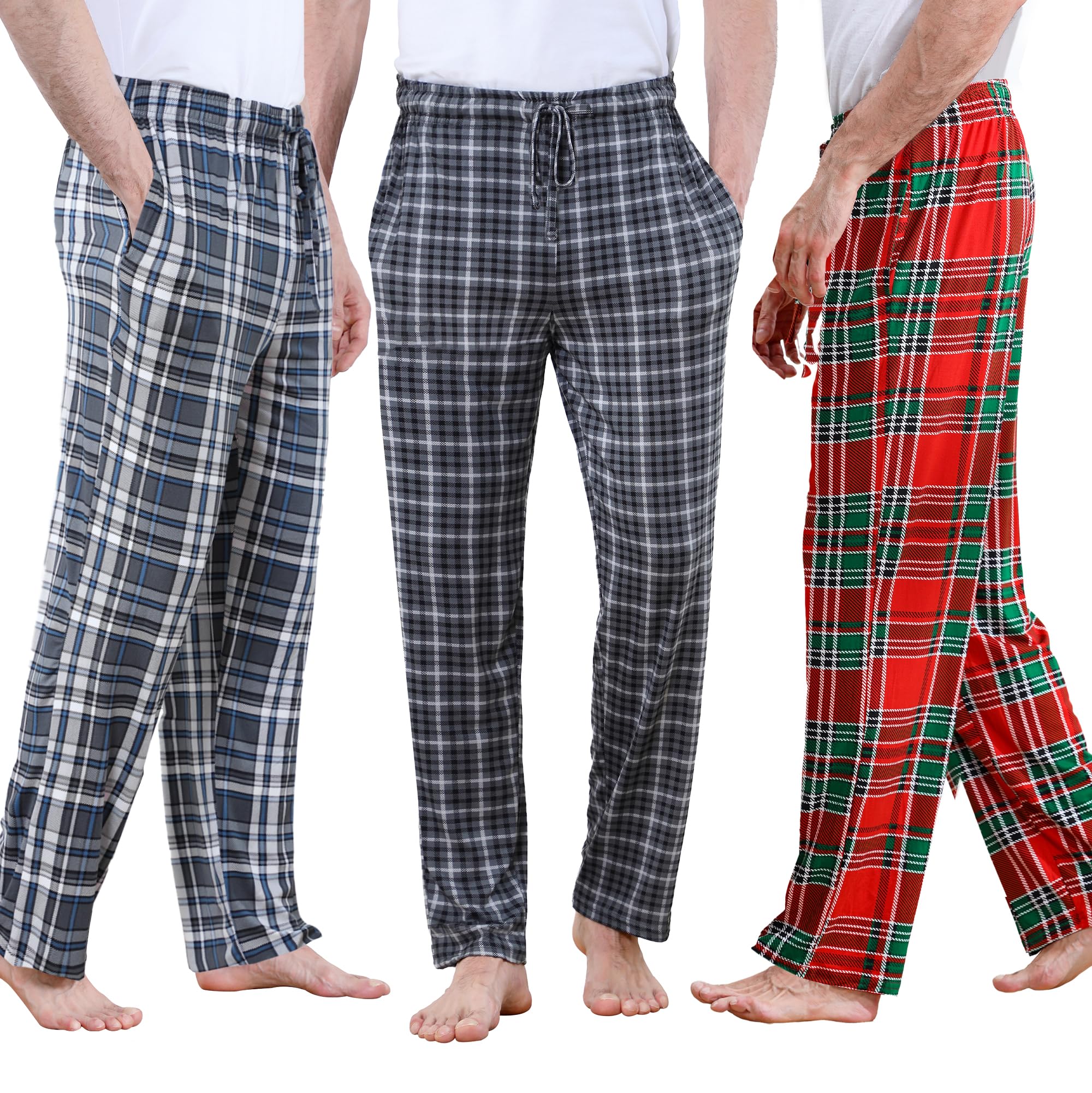 DITOK Men's Lightweight Pajama Pants Soft Lounge Sleep Joggers Adjustable Drawstring & Pockets All-Season Sleepwear