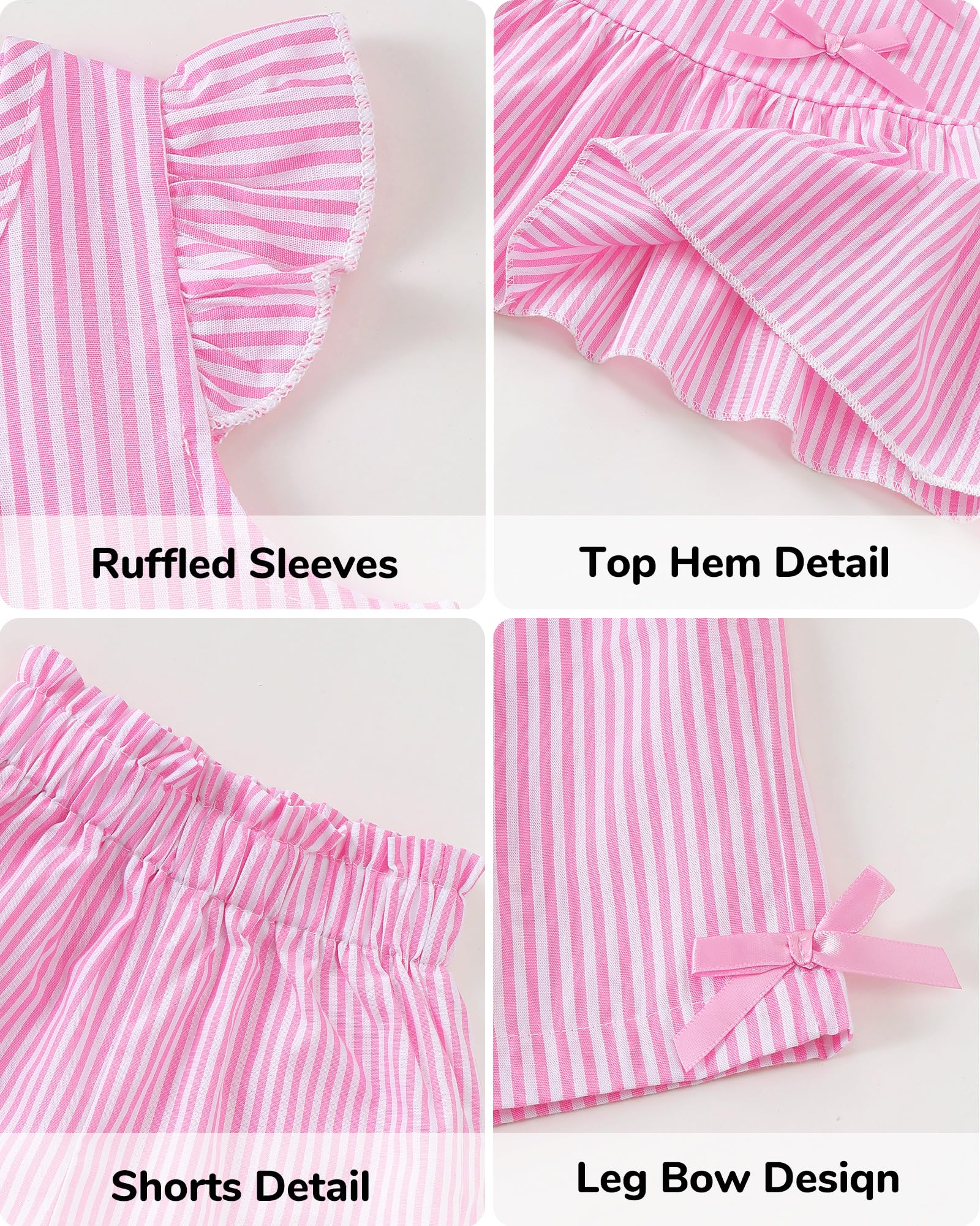Jecson Toddler Baby Girl Summer Clothes Cotton Ruffled Sleeve Shirt Tops and Shorts Set Outfits 12Months-4T WEBE CLOTHING