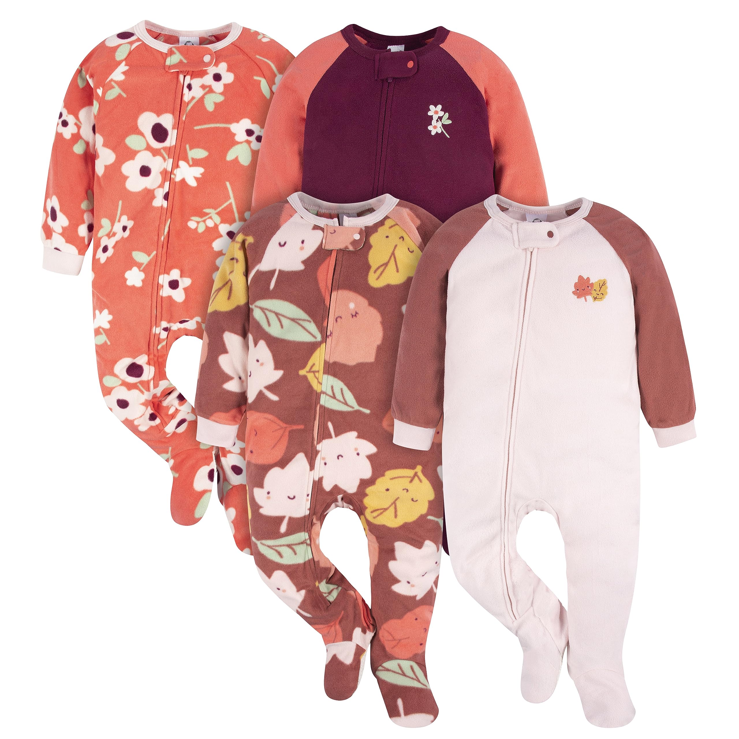 Gerber Baby Girls 4-pack Footed Pajamas