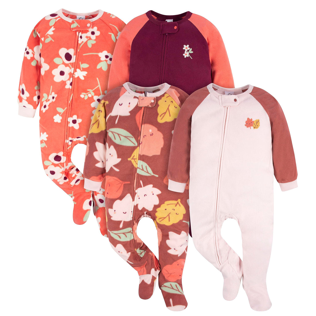 Gerber Baby Girls 4-pack Footed Pajamas