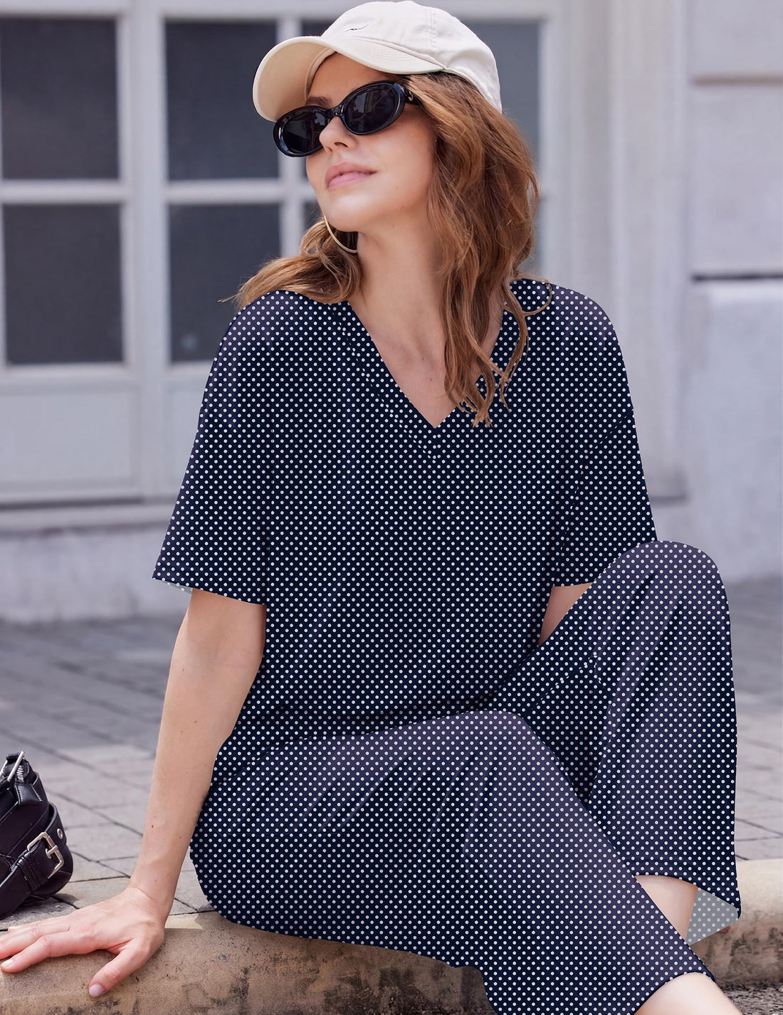 Ekouaer 2 Packs Lounge Sets for Women Short Sleeve Pajamas Set V Neck Top and Long Pants Comfy Pjs Outifts with Pockets
