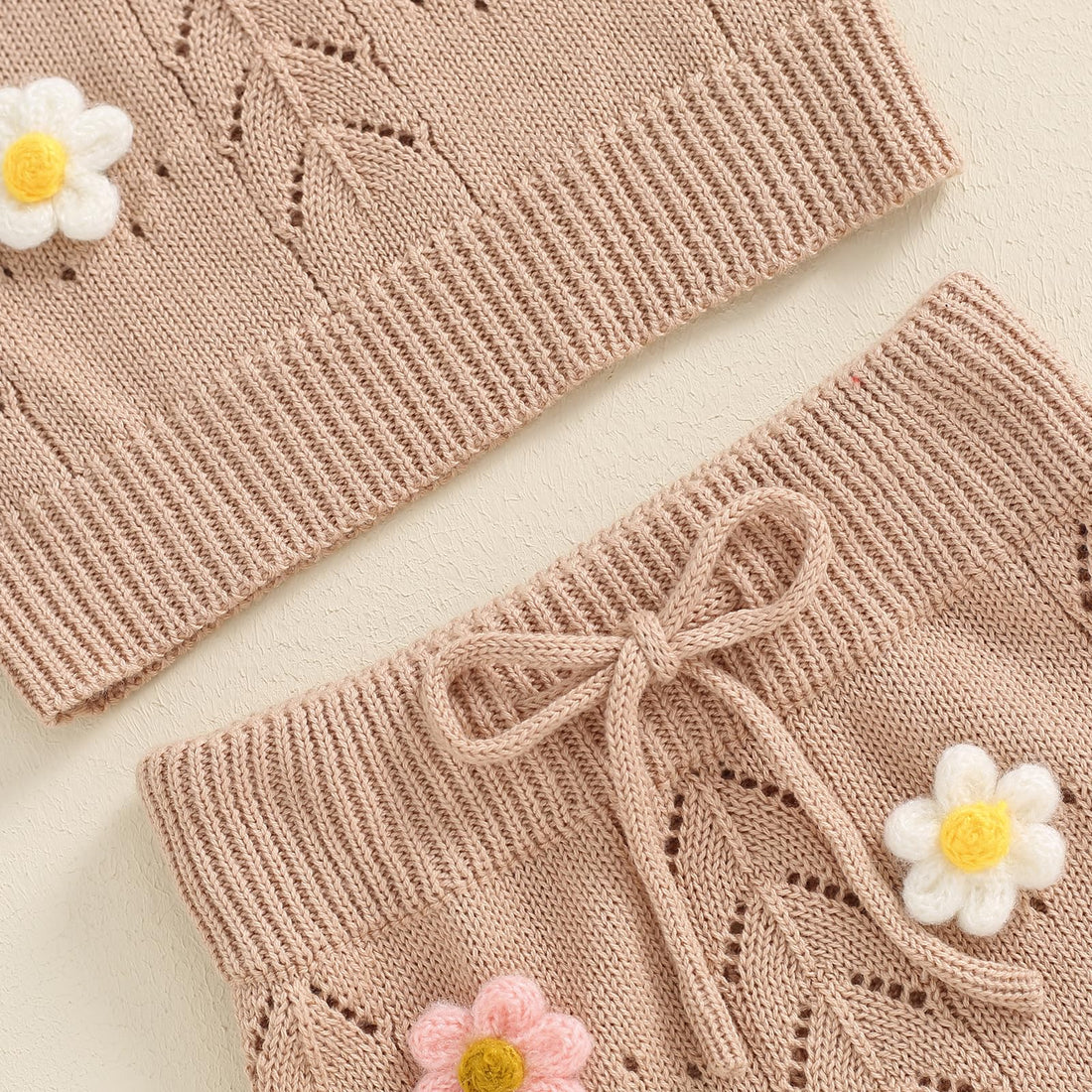 TheFound Toddler Baby Girls Knitted Outfit Tie-up Tank Top Elastic Waist Flower Shorts Summer Clothes 6 12 18 24 Months 2t 3t WEBE CLOTHING