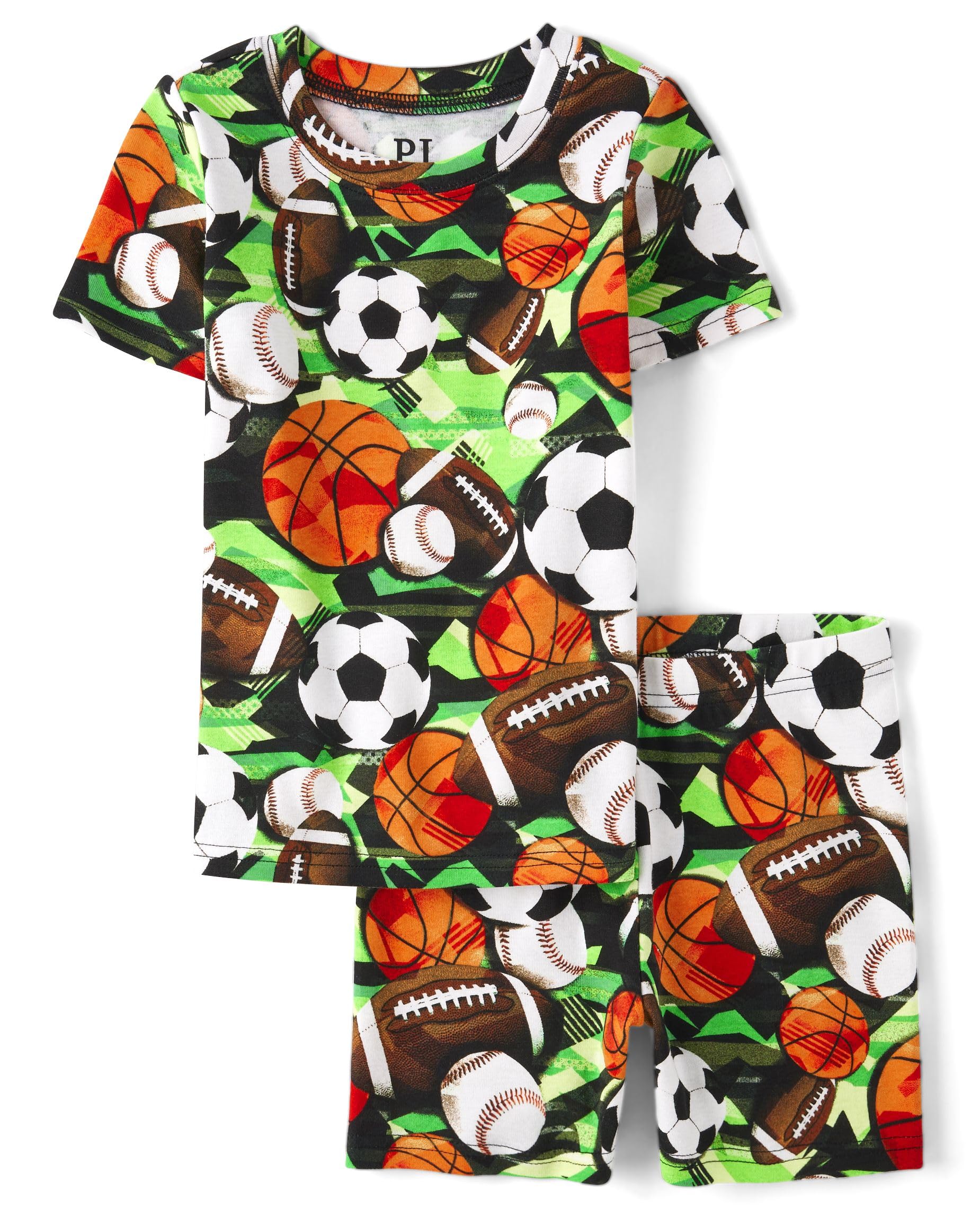 The Children's Place Boys' Short Sleeve Top and Shorts Snug Fit 100% Cotton 4 Piece Pajama Set
