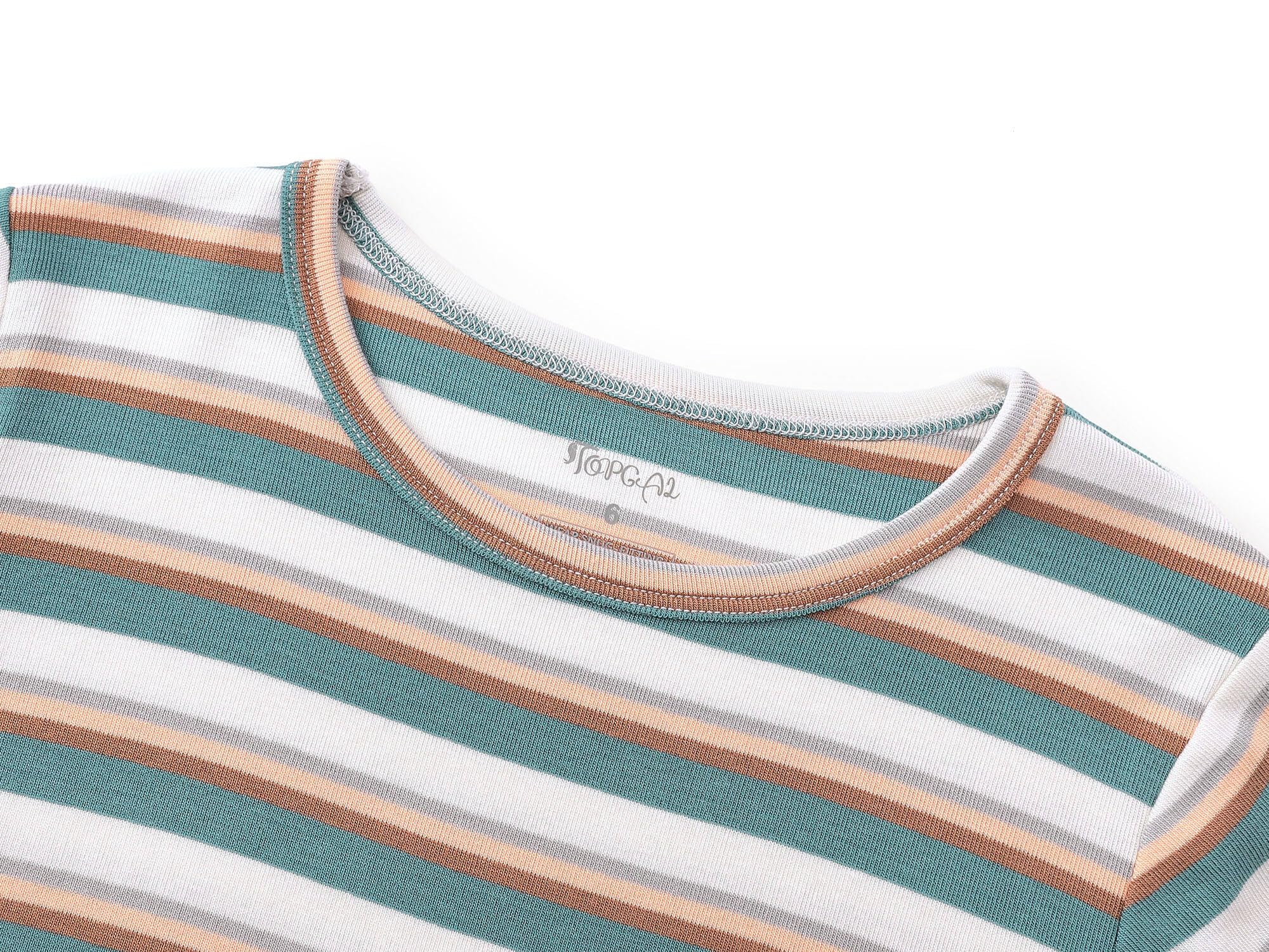 Topgal Summer Pajamas for Unisex Kids - Purple & Brown Stripe Snug Fit Pull-On Short Sleeve Sleepwear Pjs Set Size 2T-10