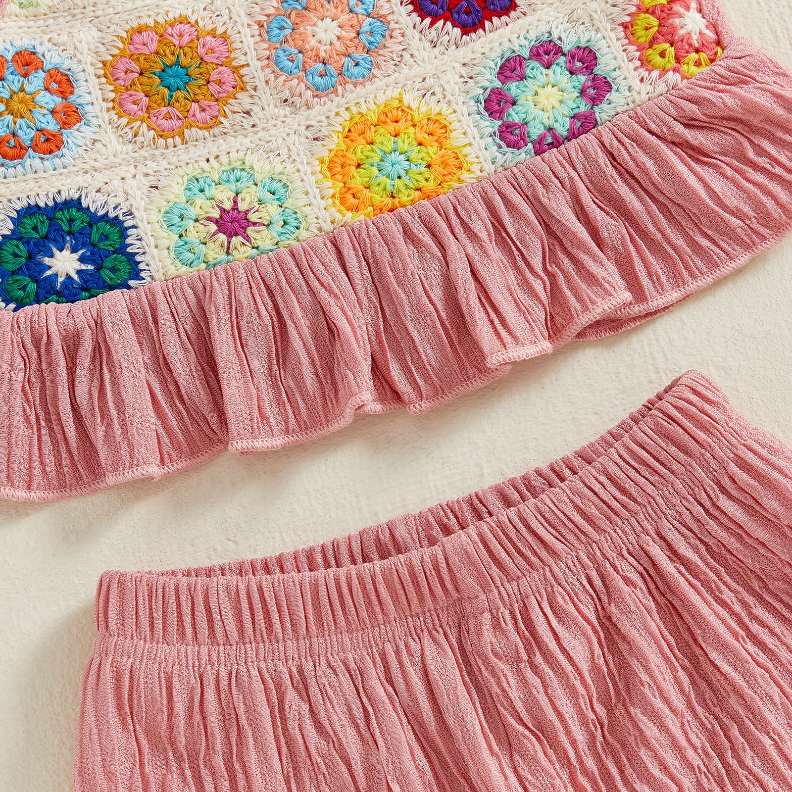 Baby Girl Outfits Crocheted Ruffled Camisole And Elastic Pants Set 6 12 18 24 Months 2 3 4 T WEBE CLOTHING