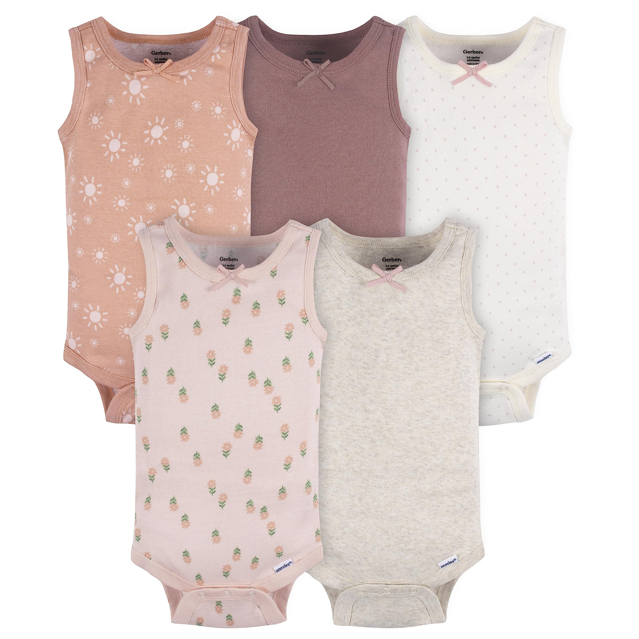 Gerber Baby Girls Multi-Pack Sleeveless Onesies Bodysuit WEBE CLOTHING
