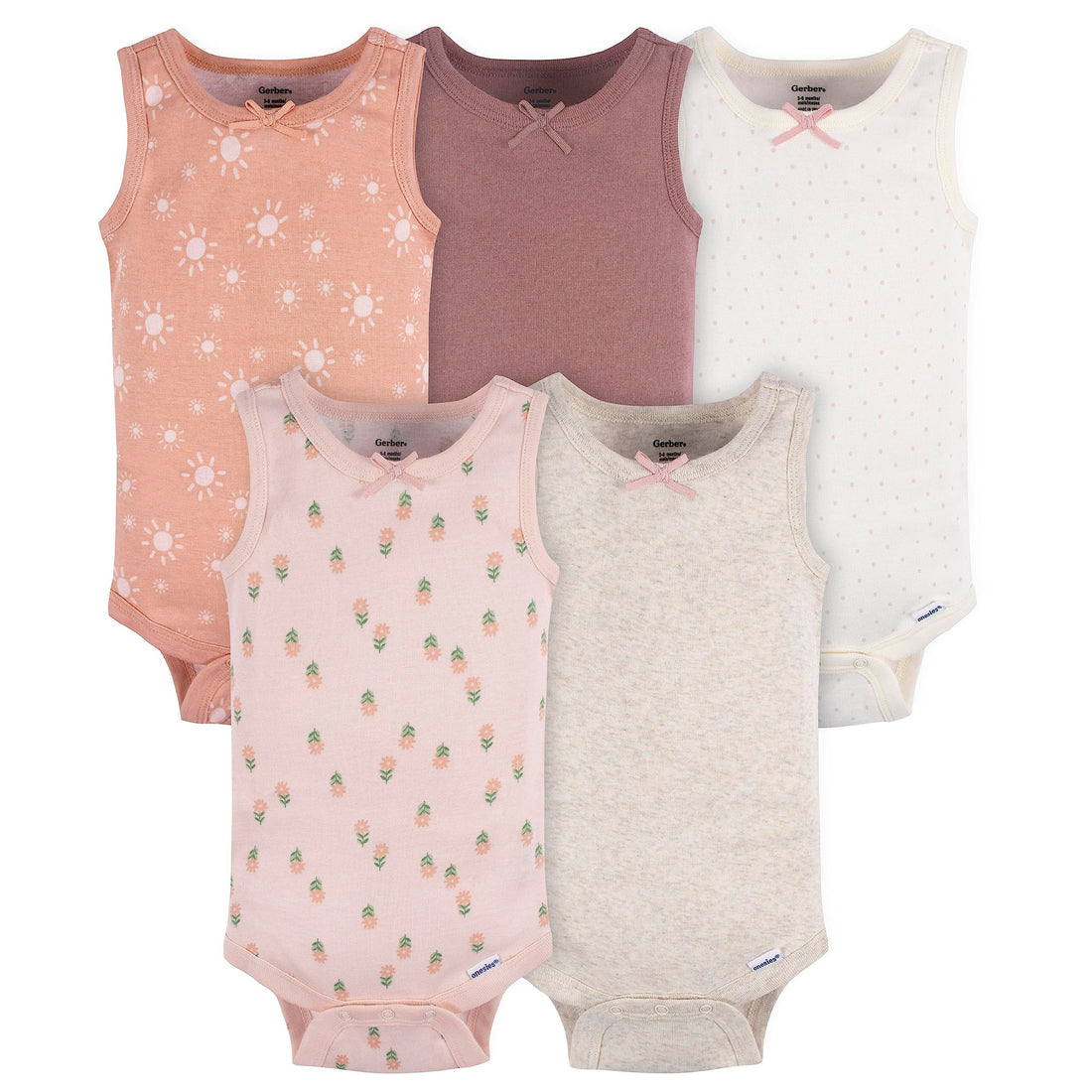 Gerber Baby Girls Multi-Pack Sleeveless Onesies Bodysuit WEBE CLOTHING