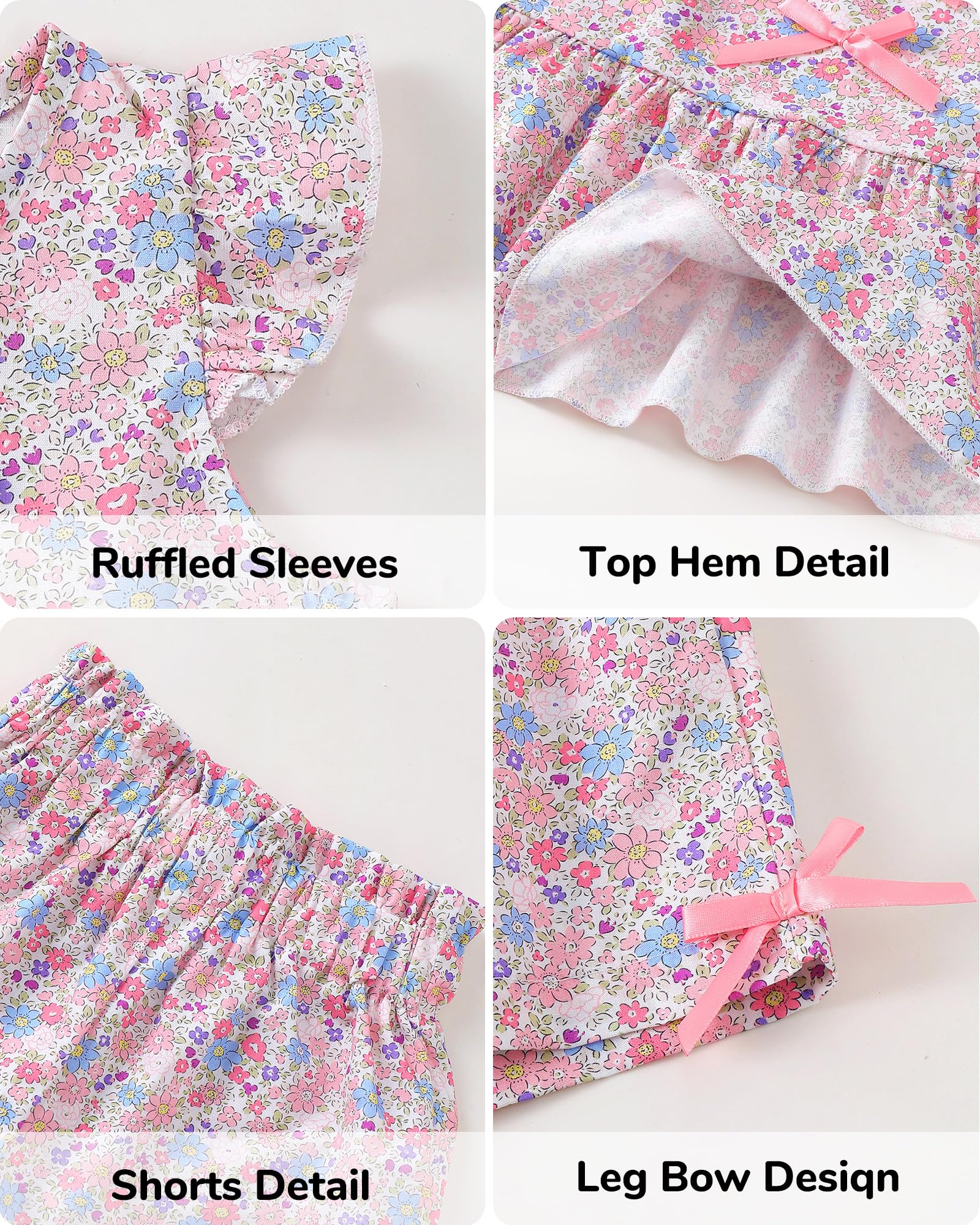 Jecson Toddler Baby Girl Summer Clothes Cotton Ruffled Sleeve Shirt Tops and Shorts Set Outfits 12Months-4T WEBE CLOTHING