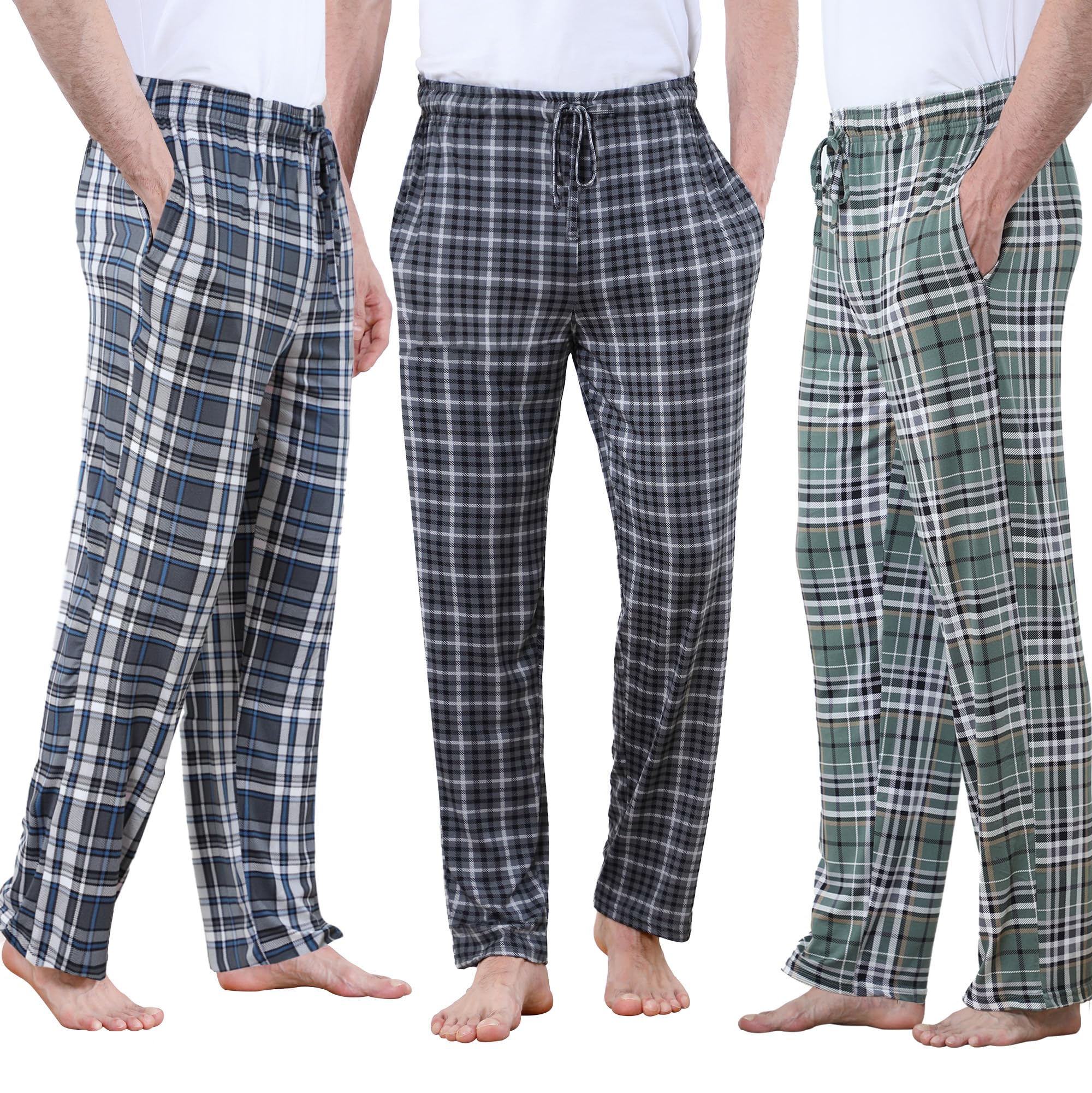 DITOK Men's Lightweight Pajama Pants Soft Lounge Sleep Joggers Adjustable Drawstring & Pockets All-Season Sleepwear