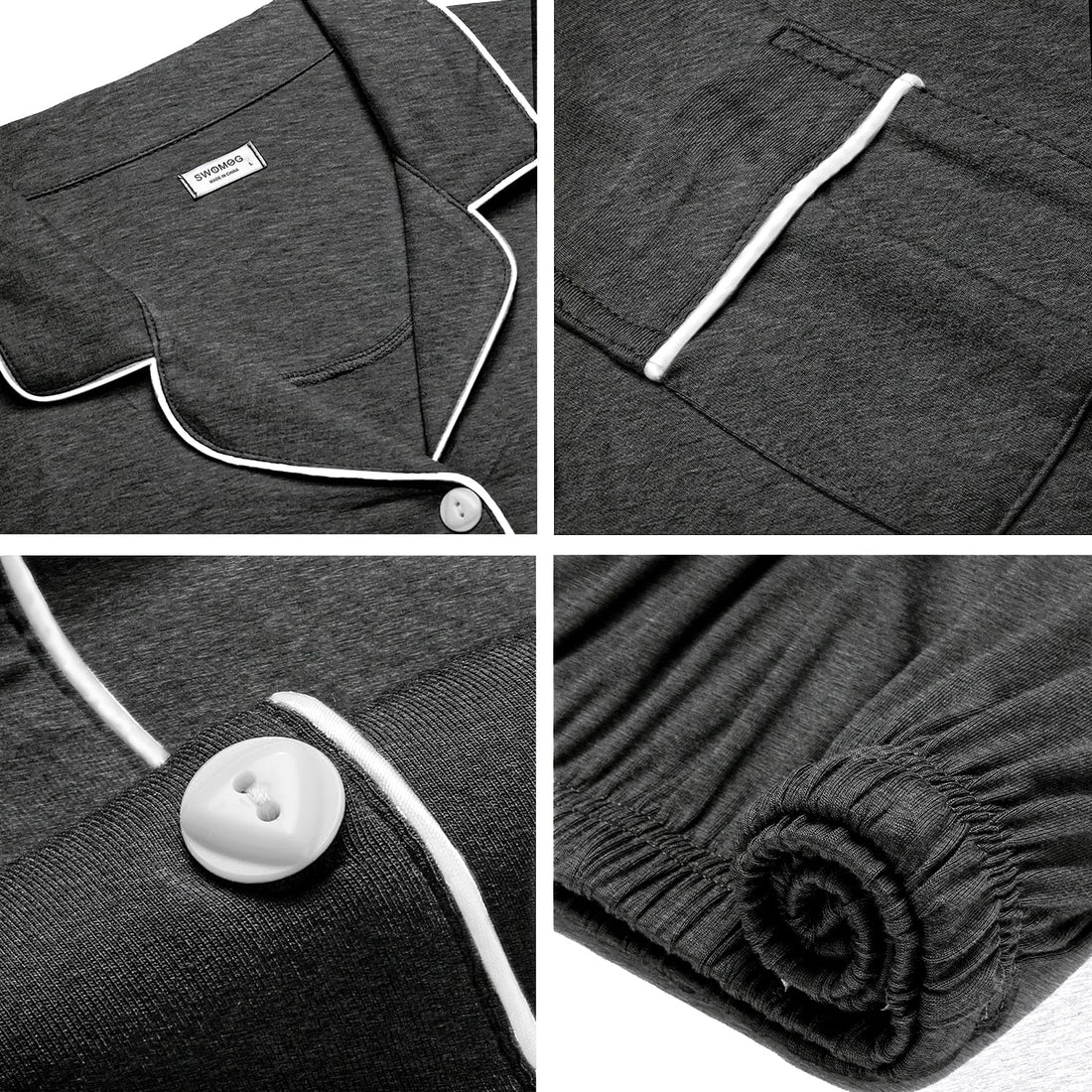 SWOMOG 100% Cotton Mens Pajama Set Short Sleeve Sleepwear Button Down Loungewear 2 PCS Cotton Pjs Set with Pockets WEBE CLOTHING