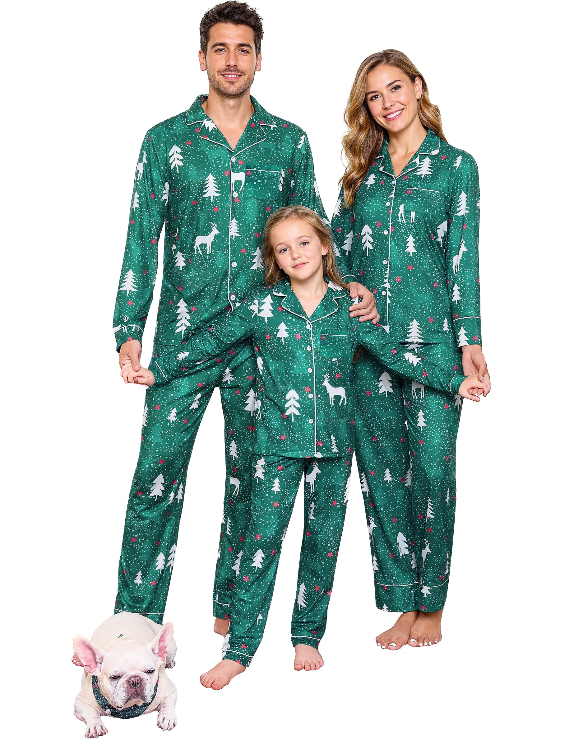 iClosam Christmas Family Matching Pajamas Long Sleeve Button Down Pj Set Festival Party Sleepwear