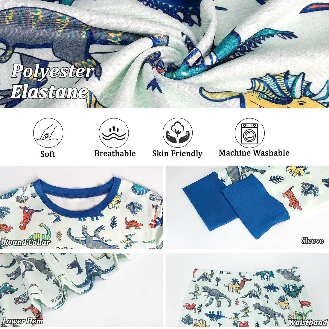 HYCLES Family Matching Pajama Sets, Long Sleeve Sleepwear Pjs for Couple Dinosaur Pjs
