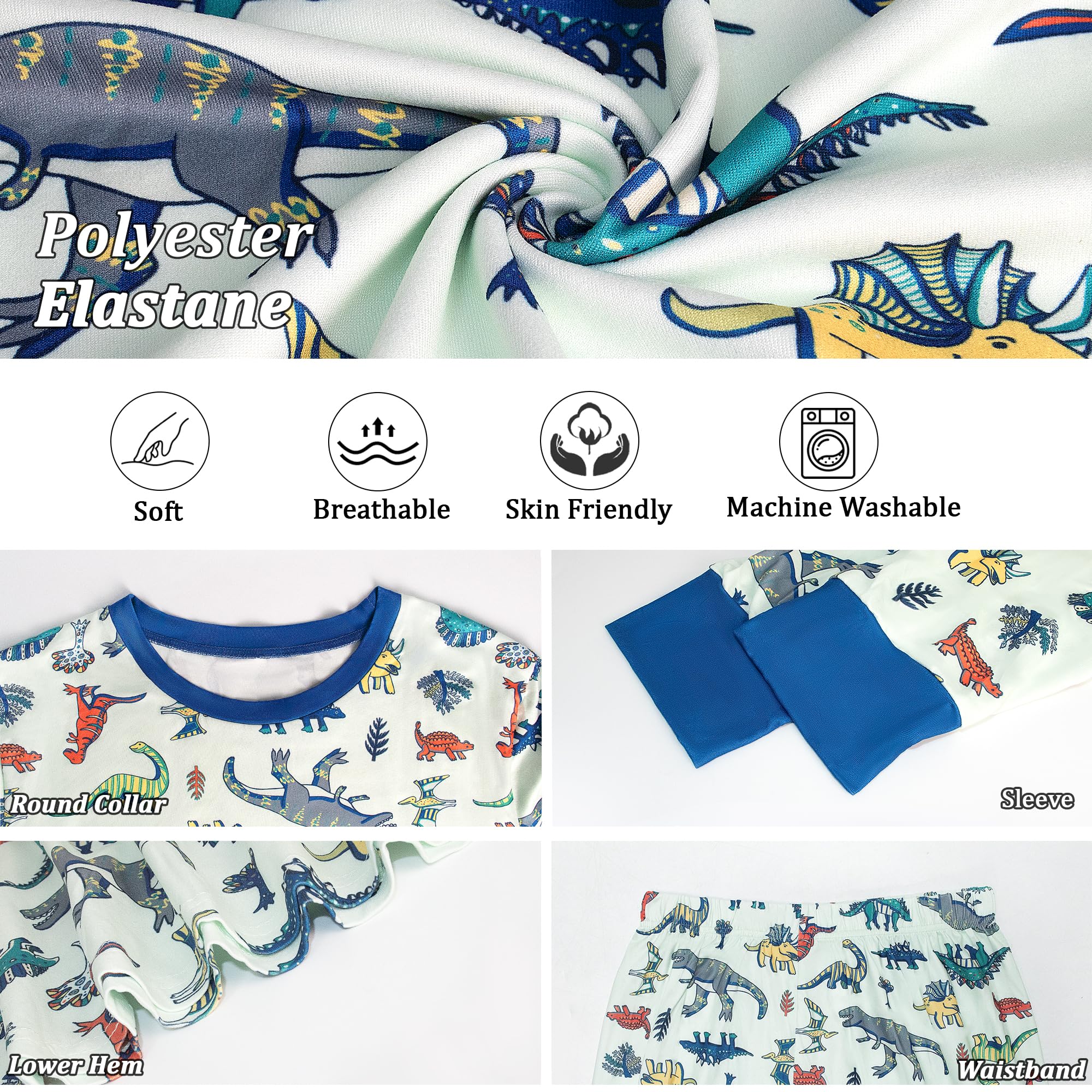 HYCLES Family Matching Pajama Sets, Long Sleeve Sleepwear Pjs for Couple Dinosaur Pjs