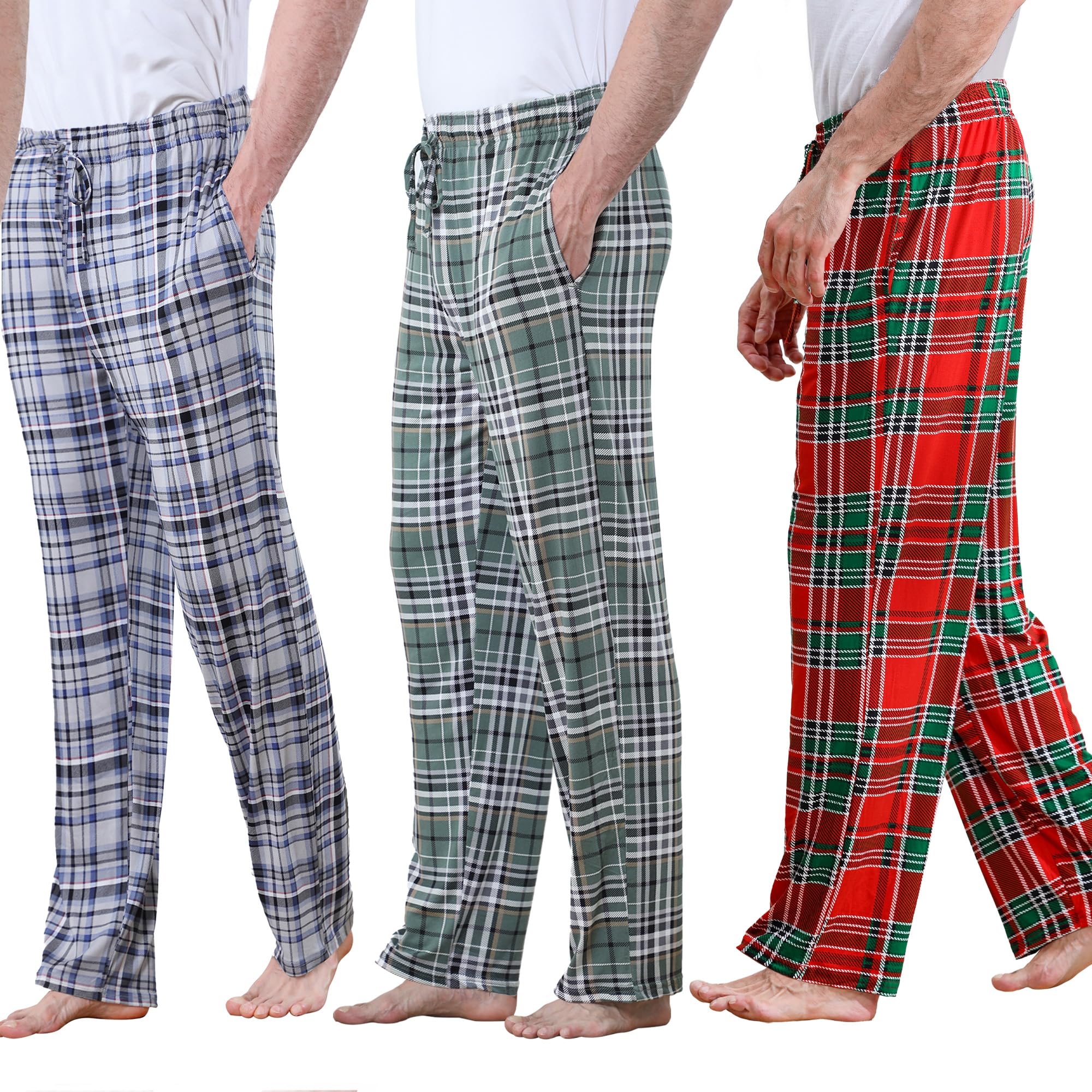 DITOK Men's Lightweight Pajama Pants Soft Lounge Sleep Joggers Adjustable Drawstring & Pockets All-Season Sleepwear