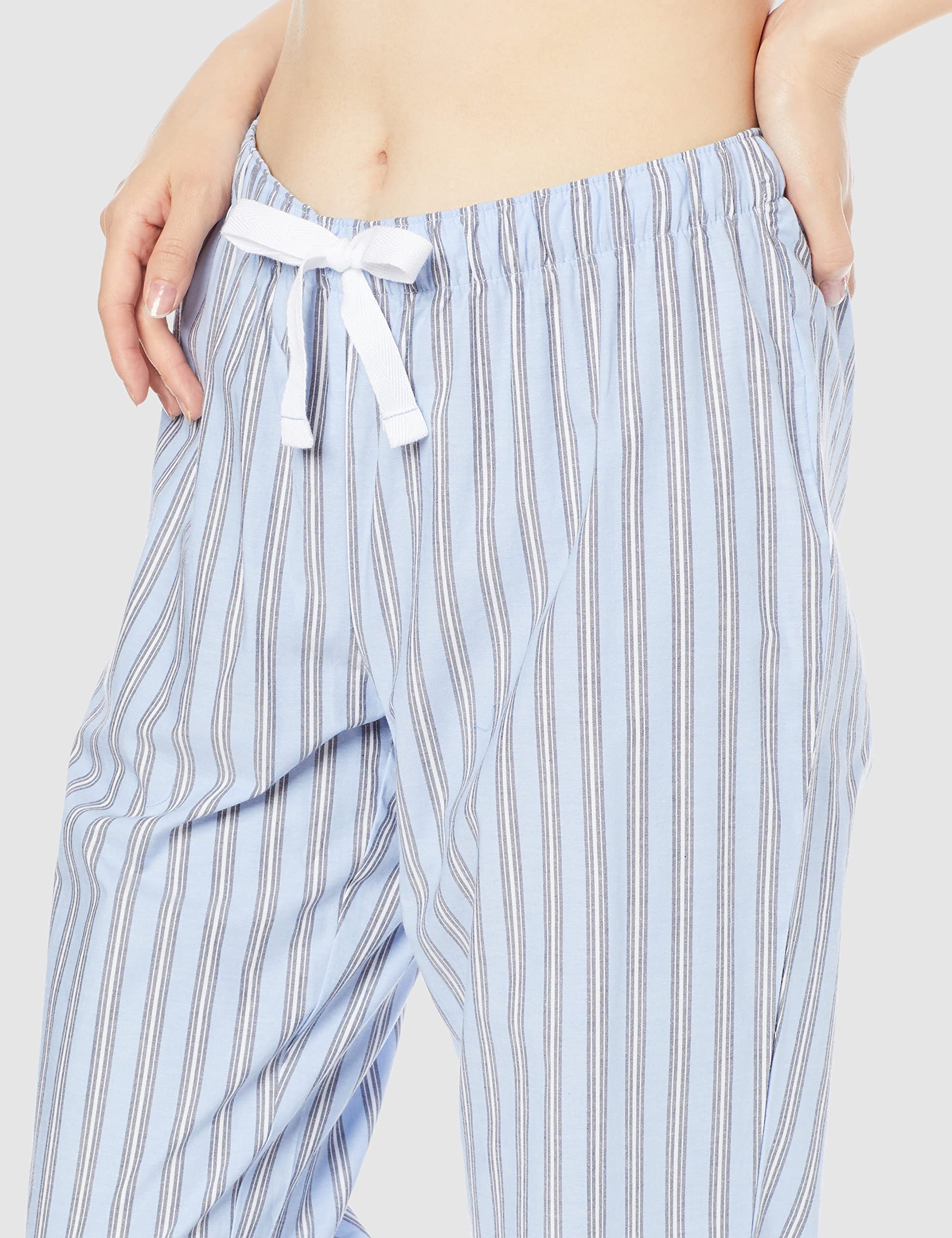 Amazon Essentials Women's Cotton Pajama Pants, Breathable Poplin Sleep Pant with Drawstring Elastic Waist