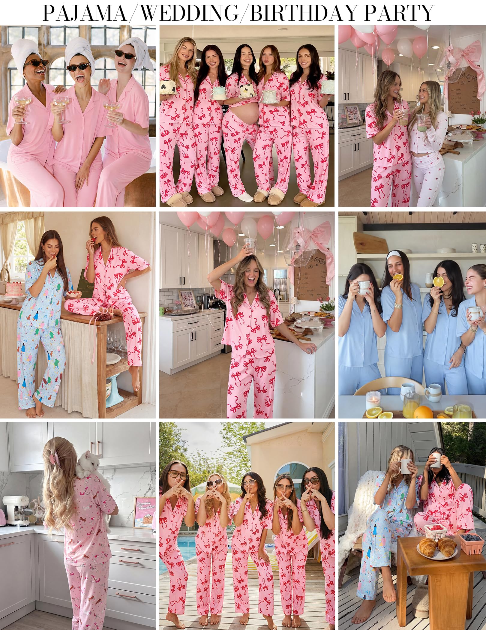 Ekouaer Women Pajamas Set Button Down Sleepwear Short Sleeve Pjs Soft Comfy Nightwear with Long Pants S-XXL