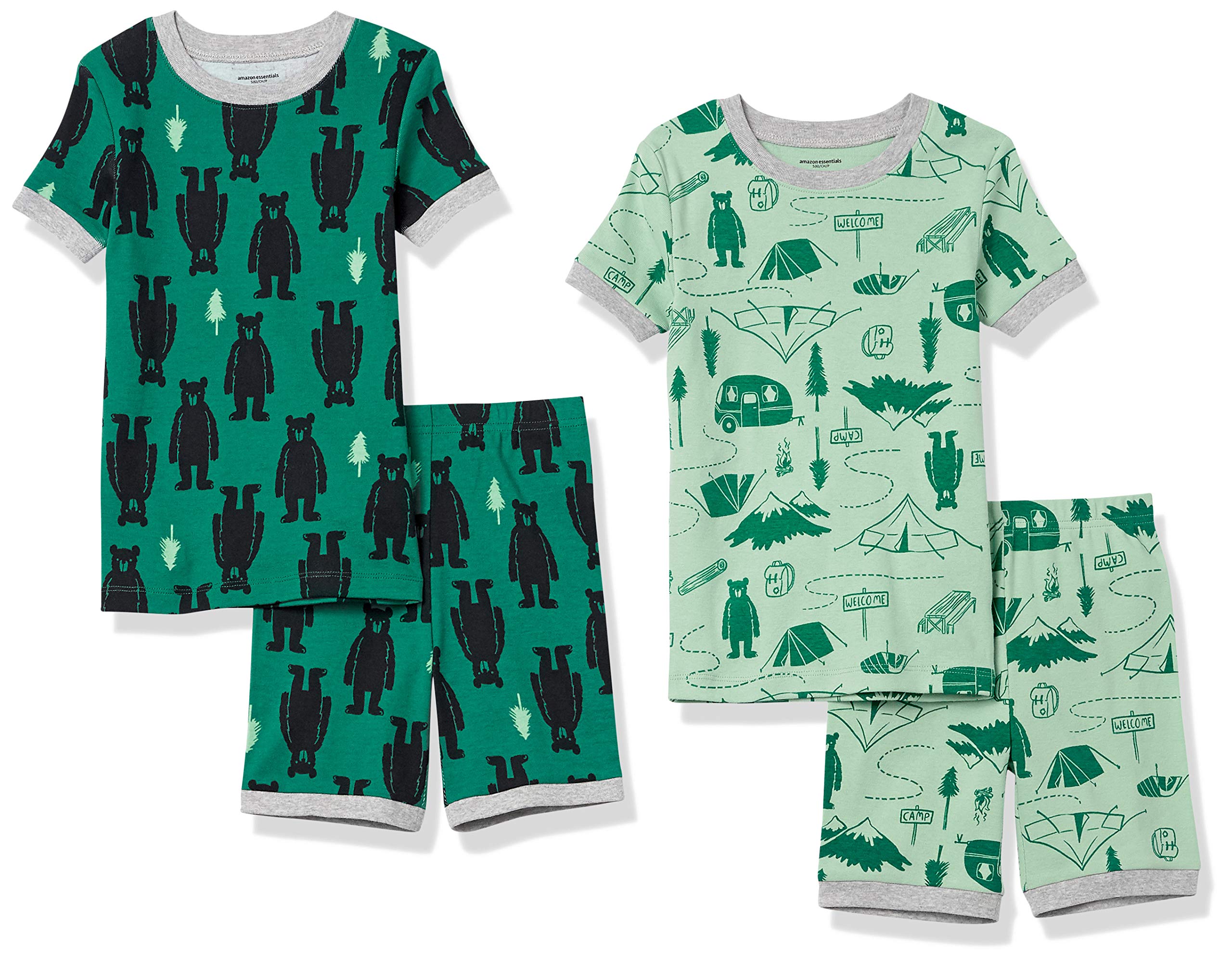 Amazon Essentials Babies, Toddlers and Boys' Snug-Fit Cotton Pajama Set, Multipacks
