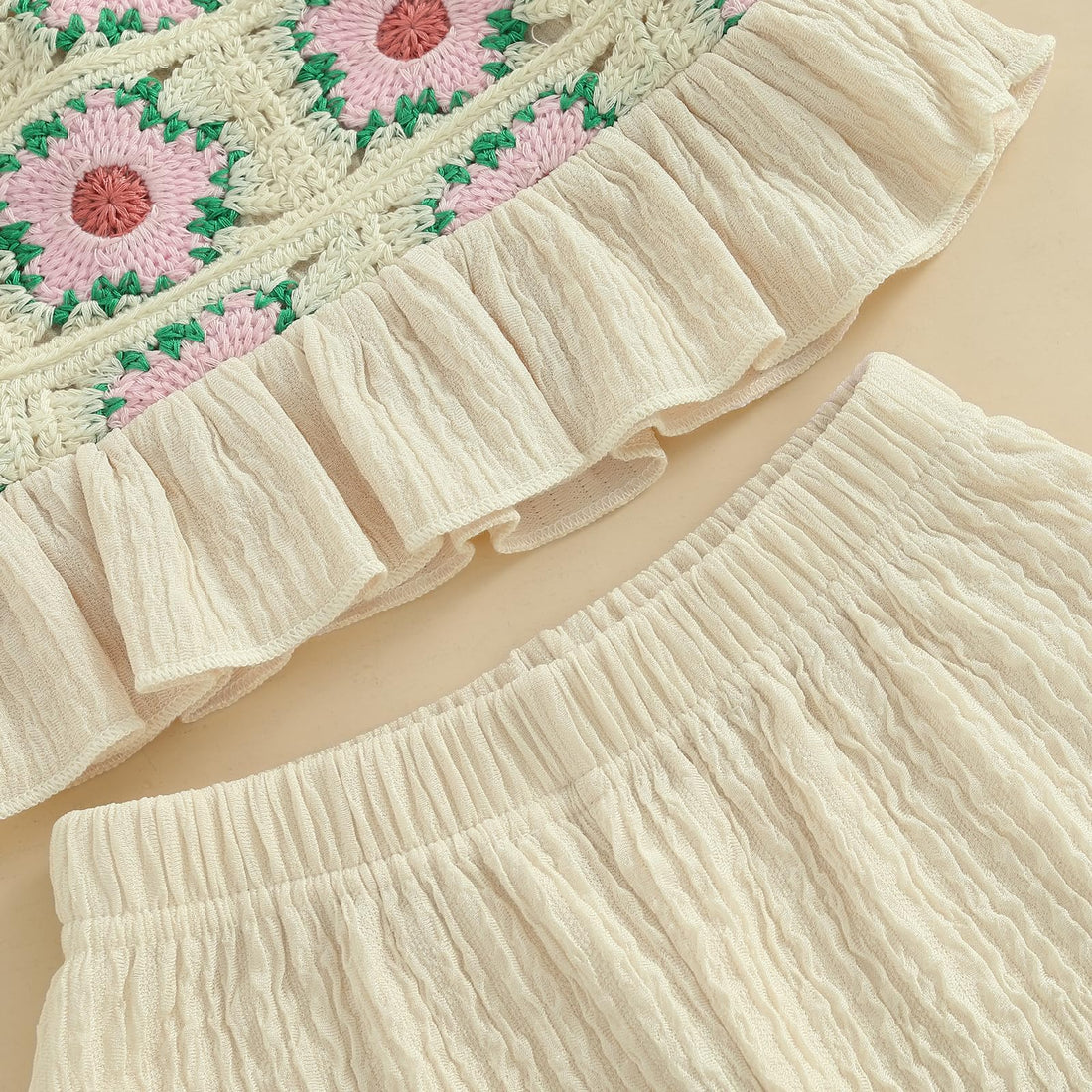 Baby Girl Outfits Crocheted Ruffled Camisole And Elastic Pants Set 6 12 18 24 Months 2 3 4 T WEBE CLOTHING