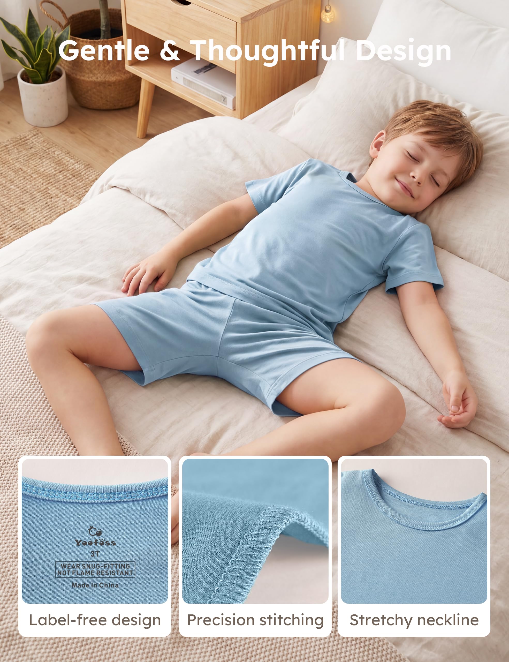 Yoofoss Toddler Pajamas Rayon Made from Bamboo Short Sleeve Baby Clothes Boys and Girls Kids Pajamas Set Pjs Soft Cool