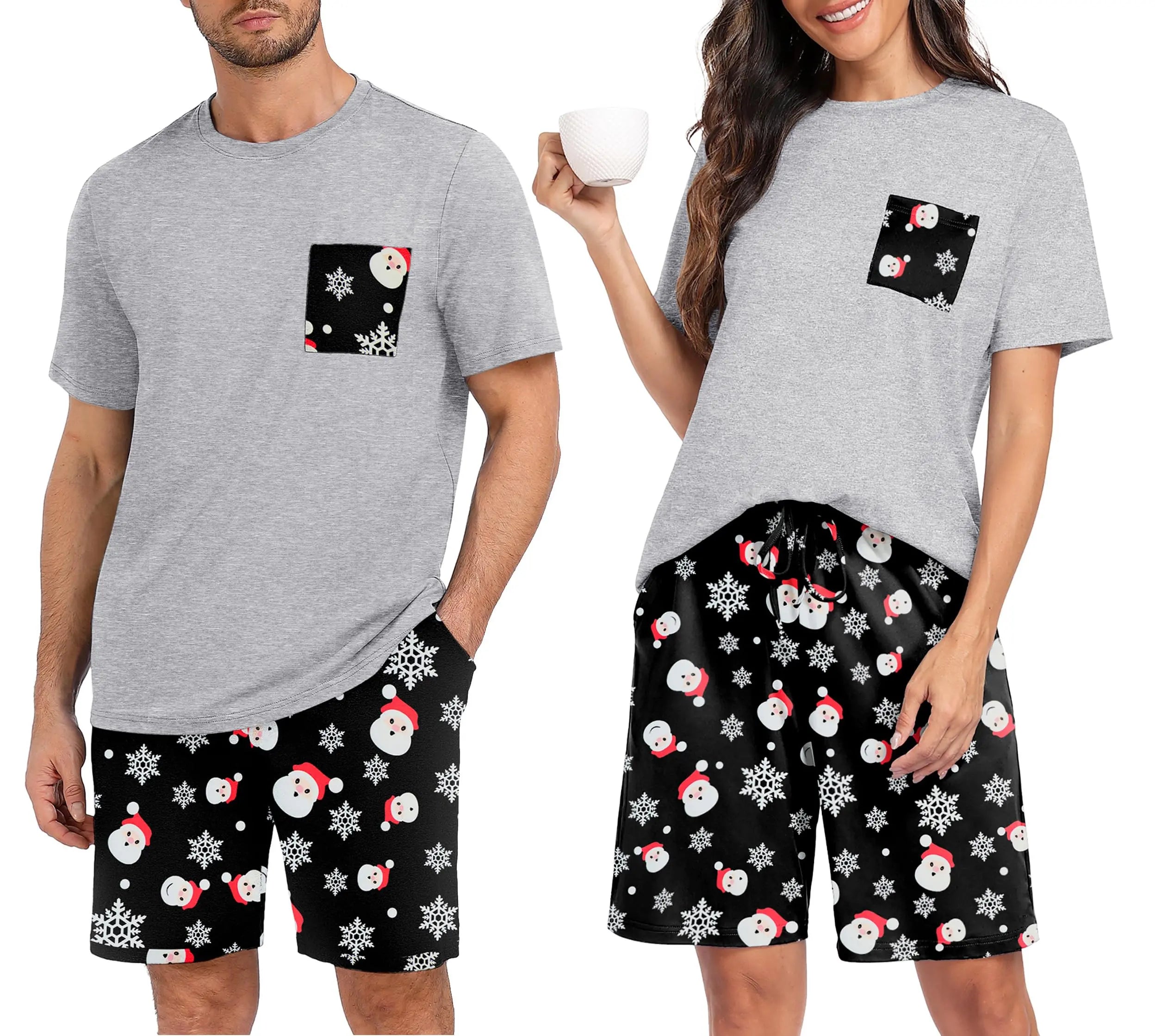 PrinStory Mens Pajama Sets Summer Pjs Sleepwear Nightwear Lightweight Quick Dry Soft Short Sleeve Sleep Set With Pocket S-4XL WEBE CLOTHING