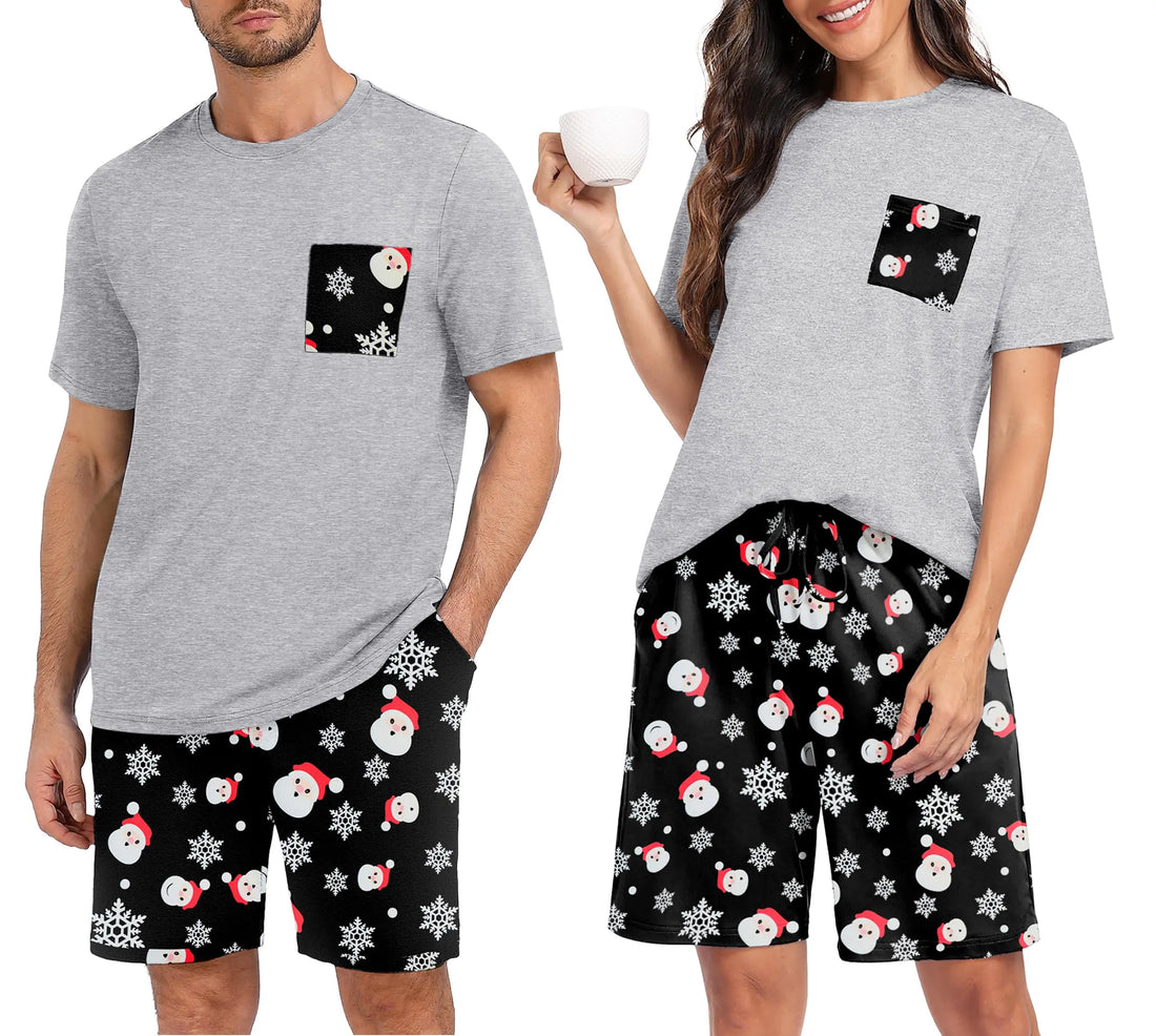 PrinStory Mens Pajama Sets Summer Pjs Sleepwear Nightwear Lightweight Quick Dry Soft Short Sleeve Sleep Set With Pocket S-4XL WEBE CLOTHING