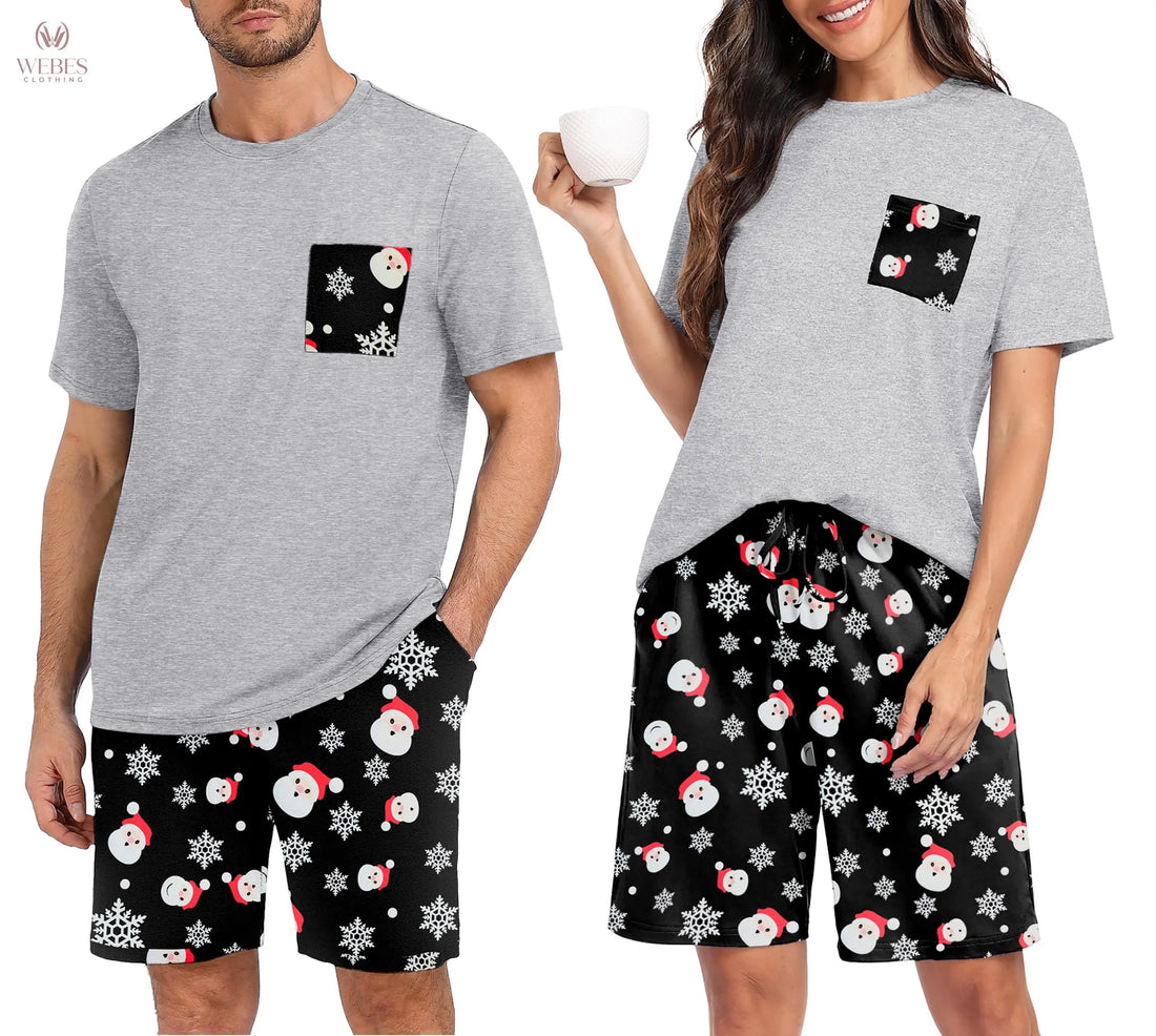 PrinStory Mens Pajama Sets Summer Pjs Sleepwear Nightwear Lightweight Quick Dry Soft Short Sleeve Sleep Set With Pocket S-4XL WEBE CLOTHING
