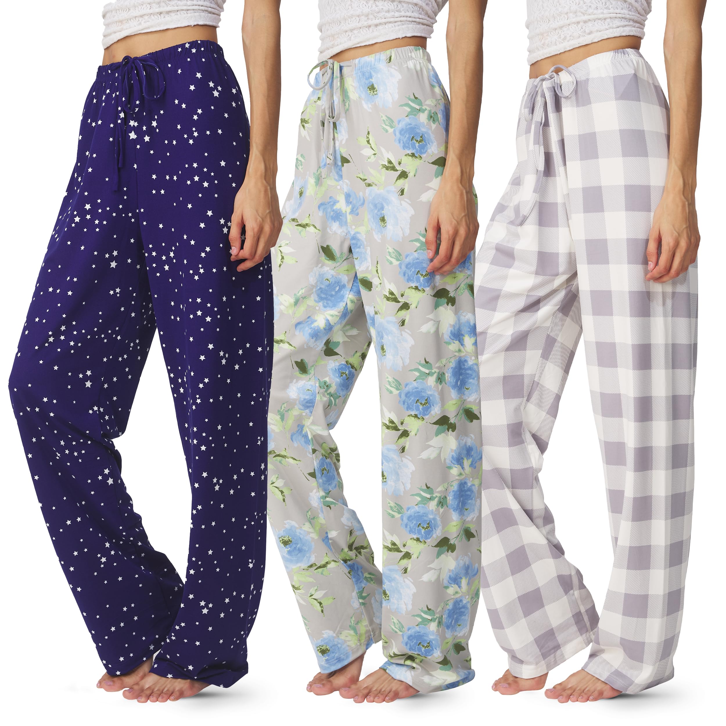 Ultra Performance Womens Pajama PJ Pants 3 Pack Lounge Bottoms Pajamas for Women (Avail in Plus Sizes)