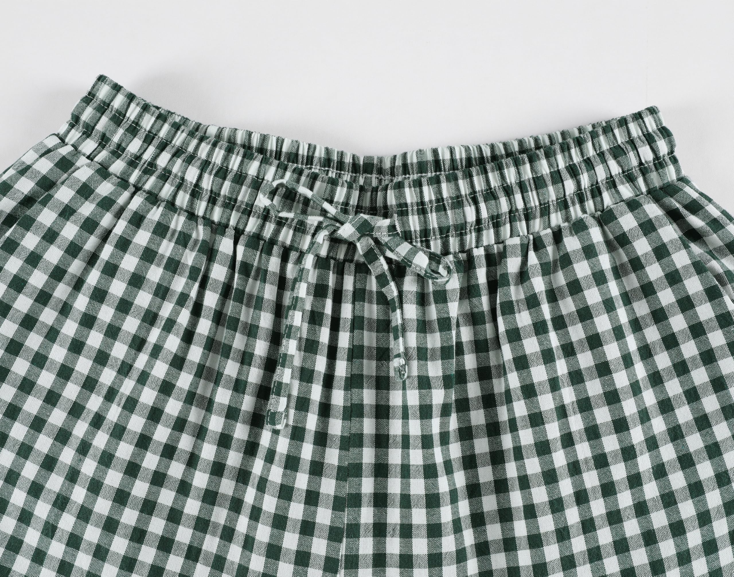 Tanming Womens Gingham 2 Piece Pajamas Sets Puff Sleeve Babydoll Shirt Ruffle Pants Pj Lounge Set Sleepwear WEBE CLOTHING