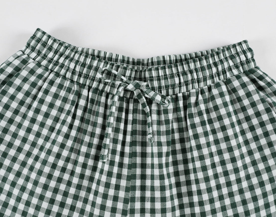 Tanming Womens Gingham 2 Piece Pajamas Sets Puff Sleeve Babydoll Shirt Ruffle Pants Pj Lounge Set Sleepwear WEBE CLOTHING