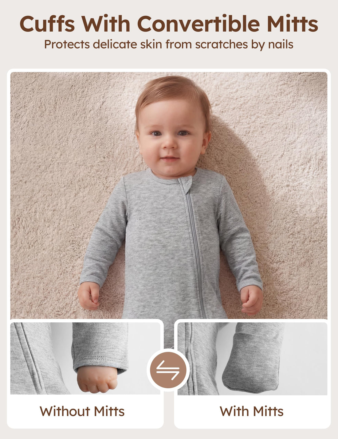 Unnivoll Baby Pajamas 100% Cotton Baby Sleepers for Newborn 0-3 3-6 6-9 Months 3Pcs Footie Pajamas Baby Boys Girls Clothes