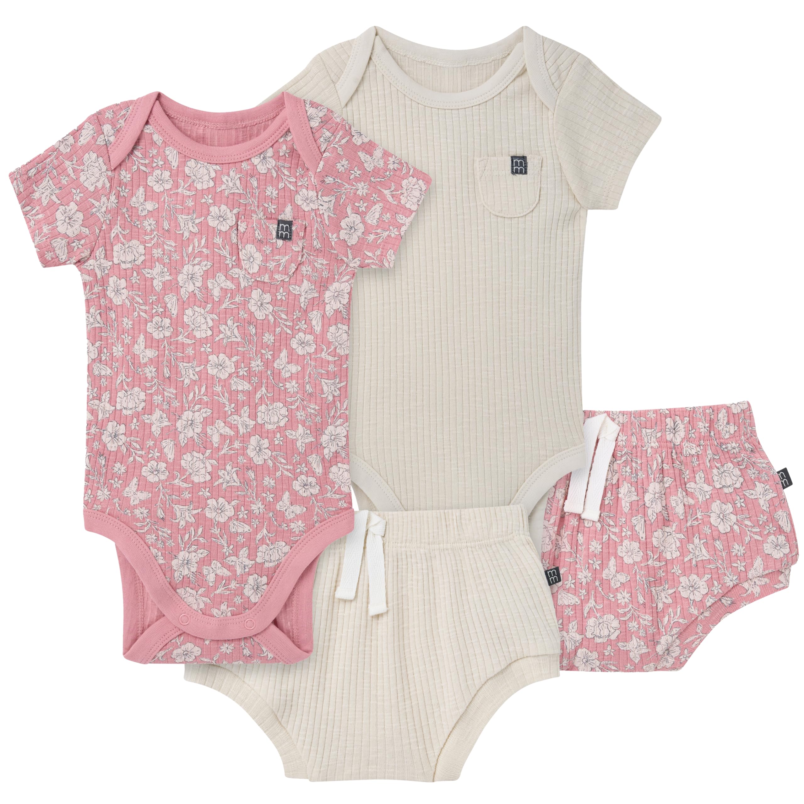 Modern Moments by Gerber Baby 4-pack Short-sleeve Bodysuits & Shortie Set WEBE CLOTHING