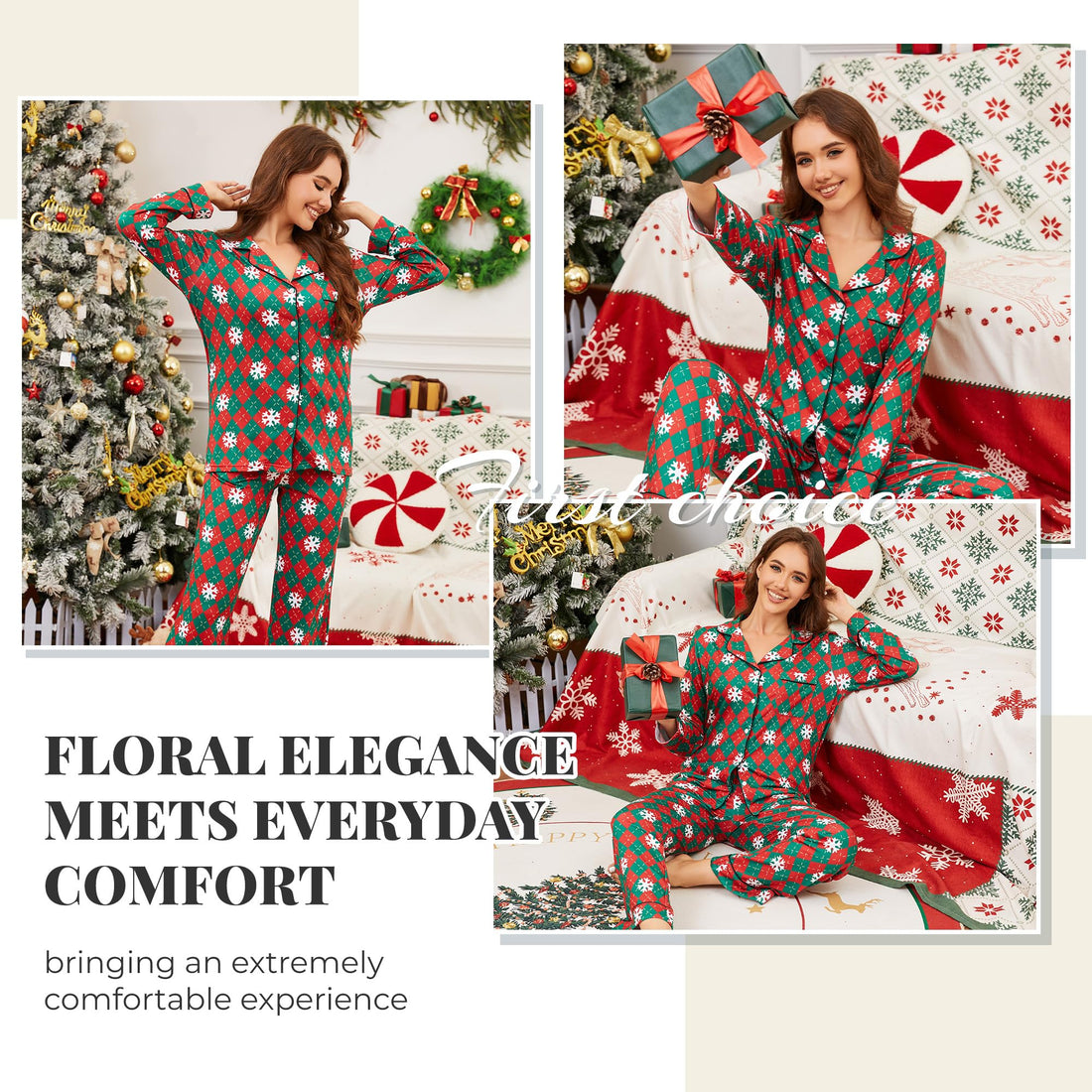 LYCY Womens Pajama Sets Floral Print, Long Sleeve Button Down Pajamas Set for Women Soft Sleepwear Pjs 2 piece Loungewear