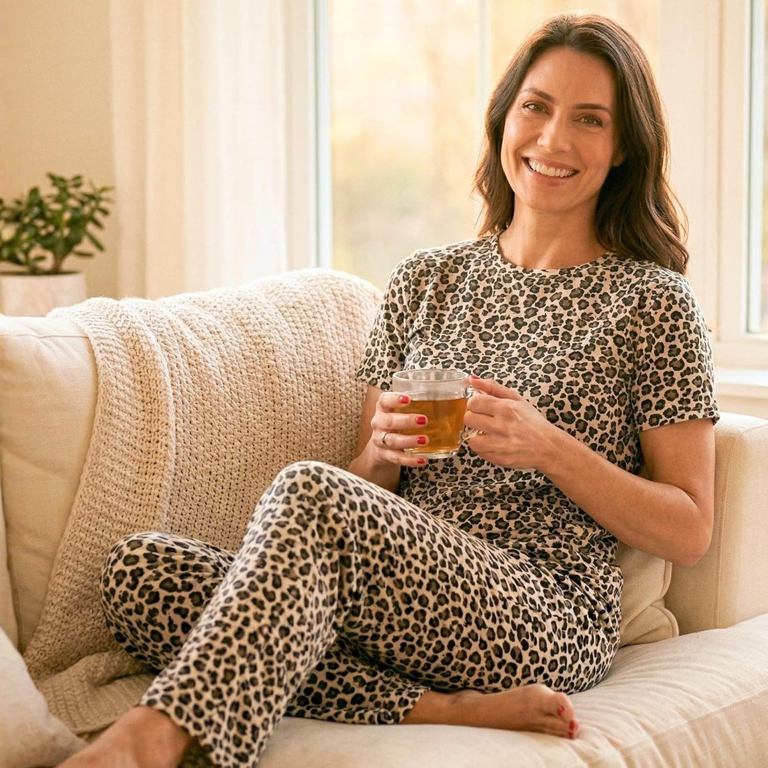 Just Love Women's Pajama Set, Soft Stretch Short Sleeve Crew Neck Top and PJ Pants with Two Pockets WEBE CLOTHING