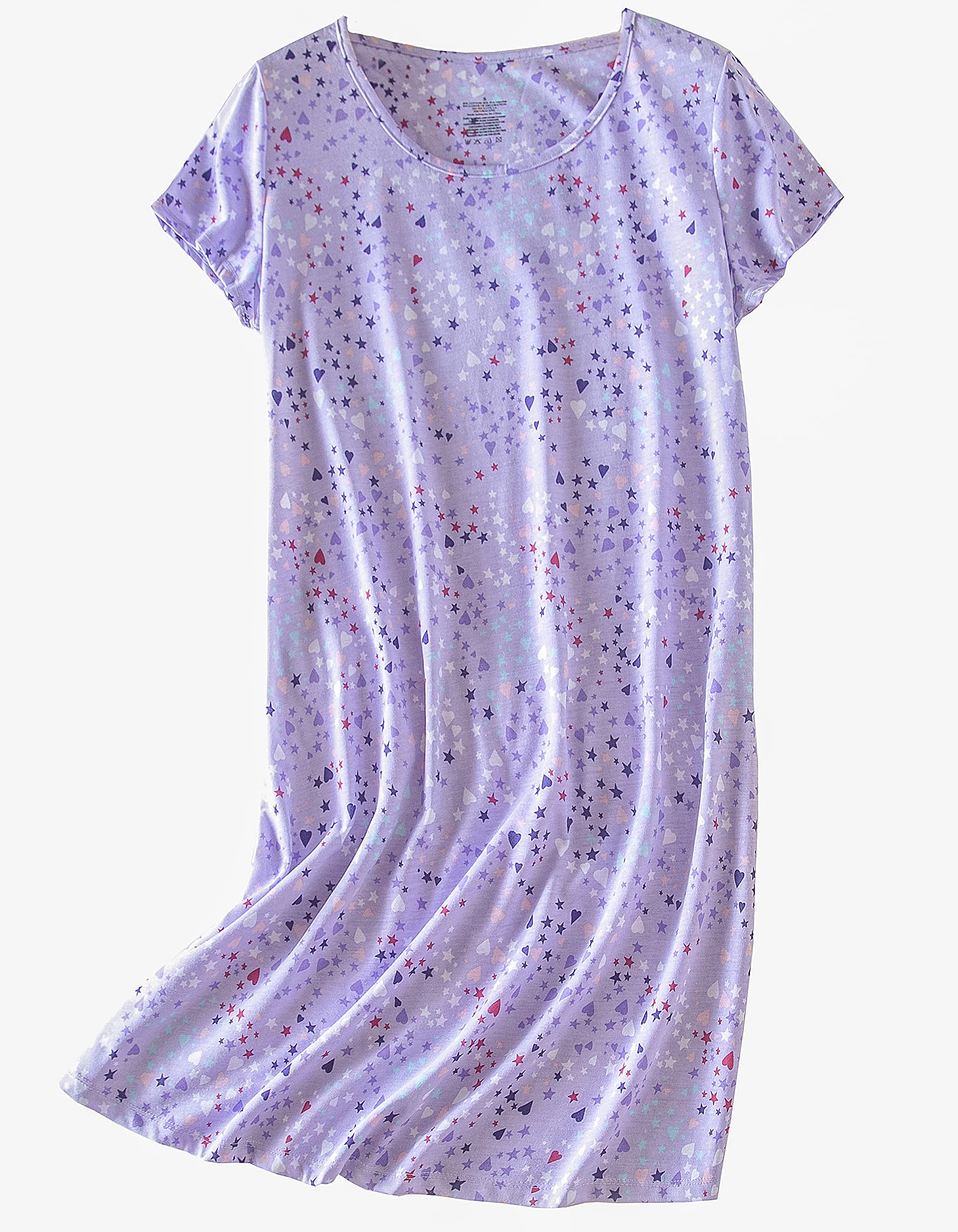 PNAEONG 3 Pack Women's Cotton Nightgown Sleepwear Short Sleeves Shirt Casual Print Sleepdress