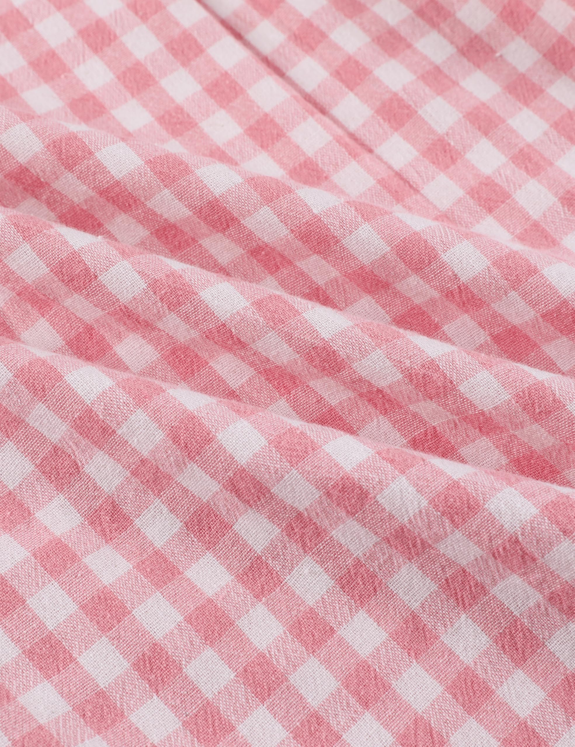 Tanming Womens Gingham 2 Piece Pajamas Sets Puff Sleeve Babydoll Shirt Ruffle Pants Pj Lounge Set Sleepwear WEBE CLOTHING