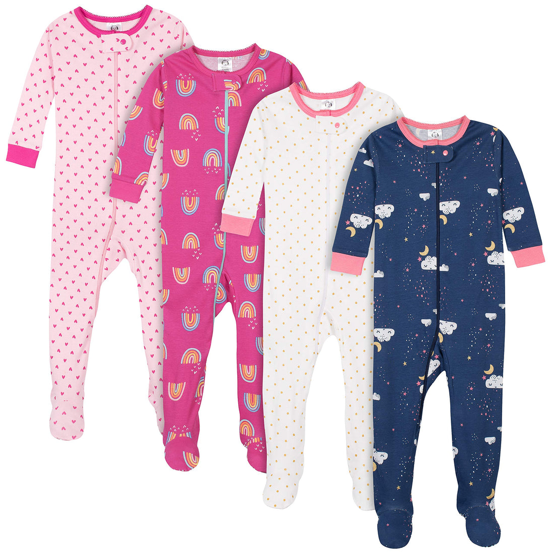 Gerber Baby Girls 4-pack Footed Pajamas