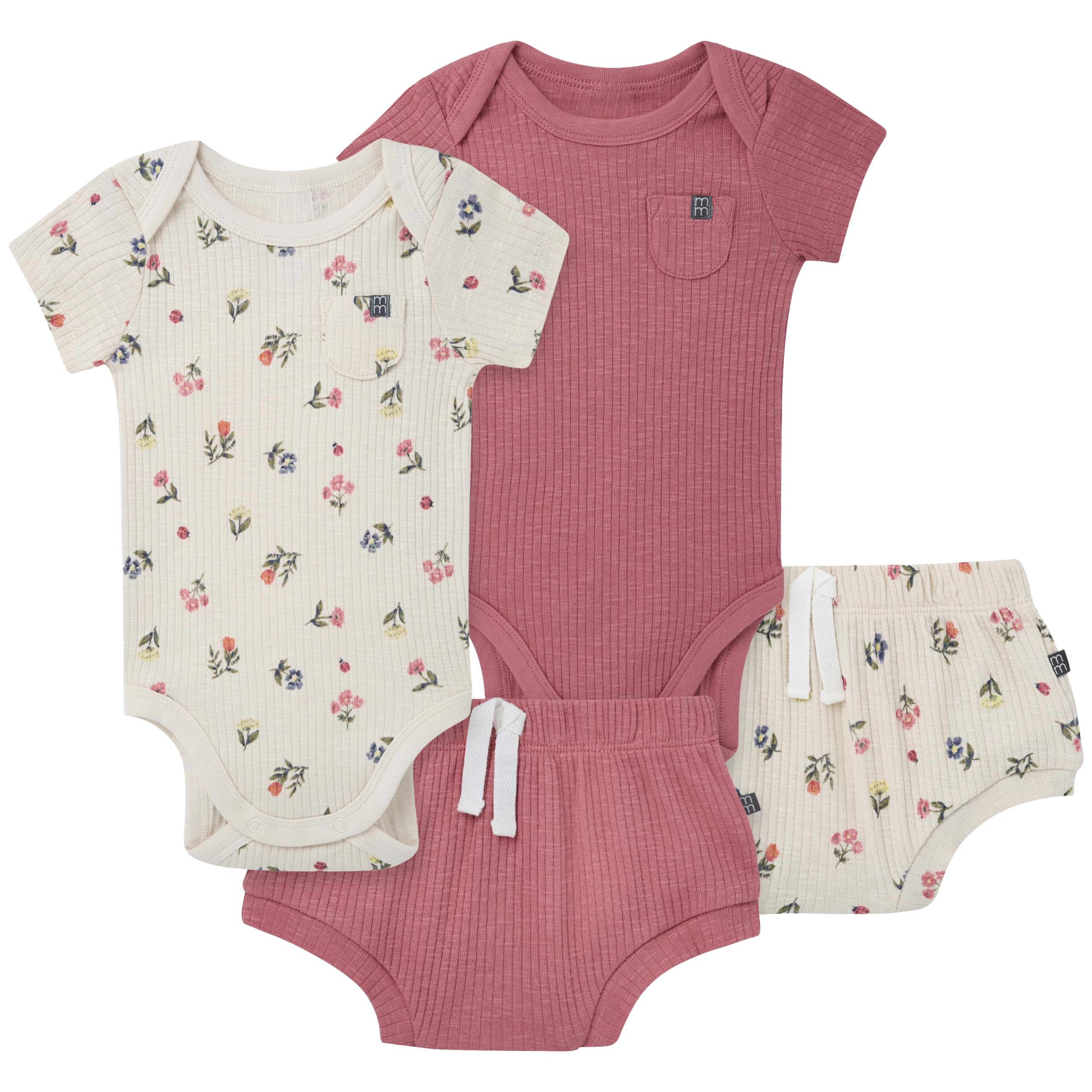 Modern Moments by Gerber Baby 4-pack Short-sleeve Bodysuits & Shortie Set WEBE CLOTHING