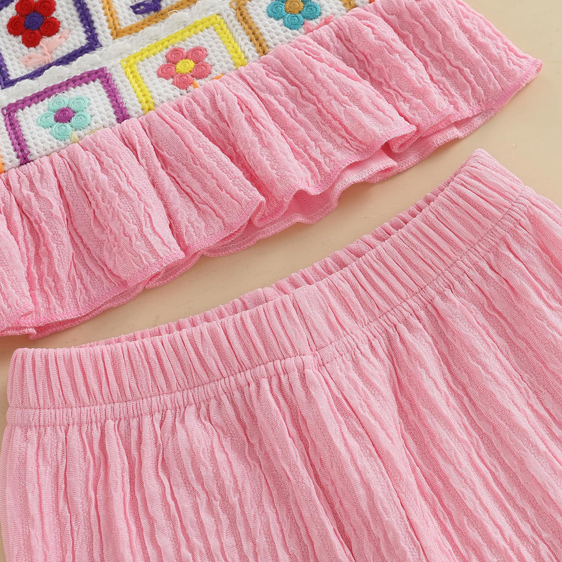 Baby Girl Outfits Crocheted Ruffled Camisole And Elastic Pants Set 6 12 18 24 Months 2 3 4 T WEBE CLOTHING