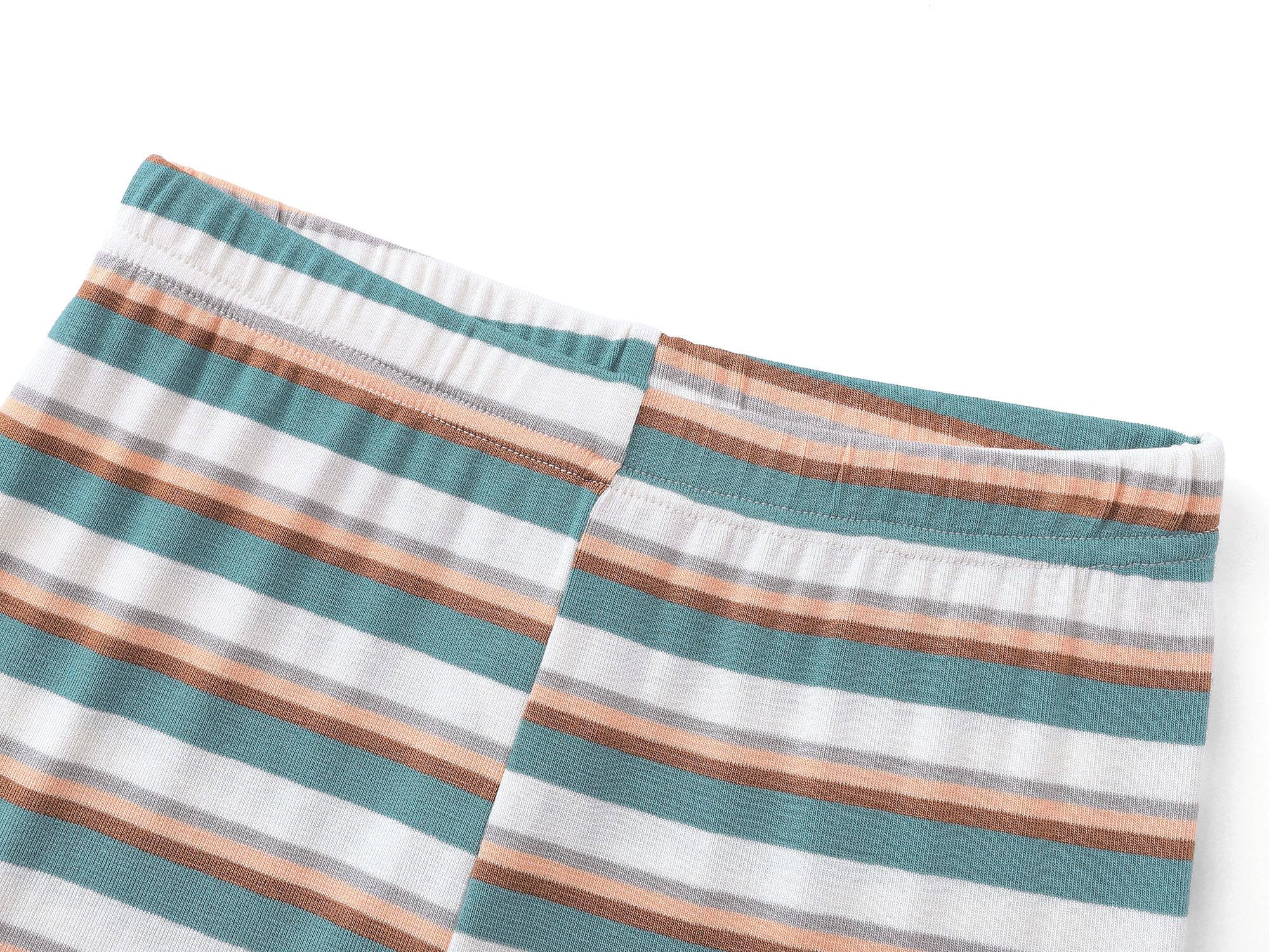 Topgal Summer Pajamas for Unisex Kids - Purple & Brown Stripe Snug Fit Pull-On Short Sleeve Sleepwear Pjs Set Size 2T-10